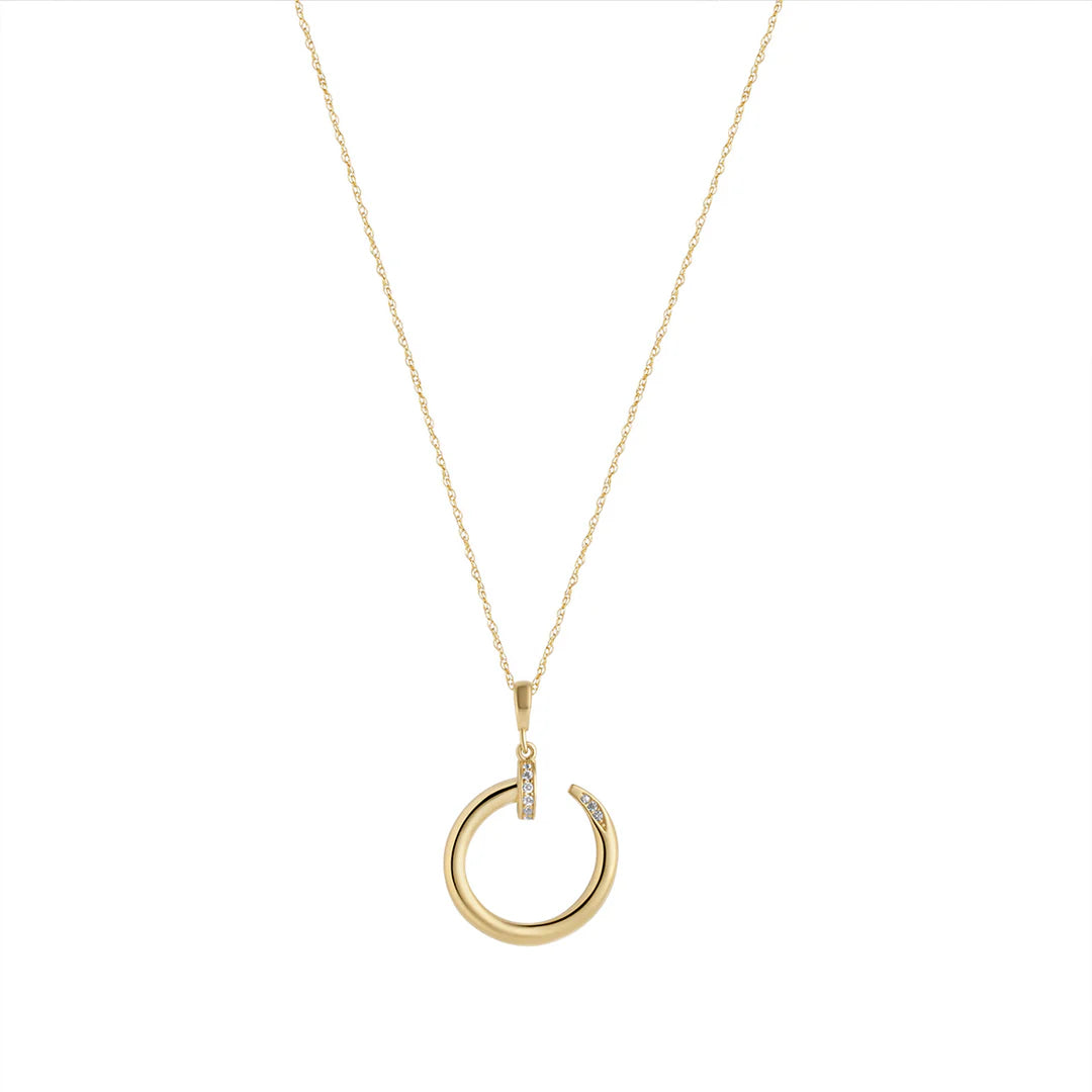 9ct Yellow Gold CZ Nail Pendant