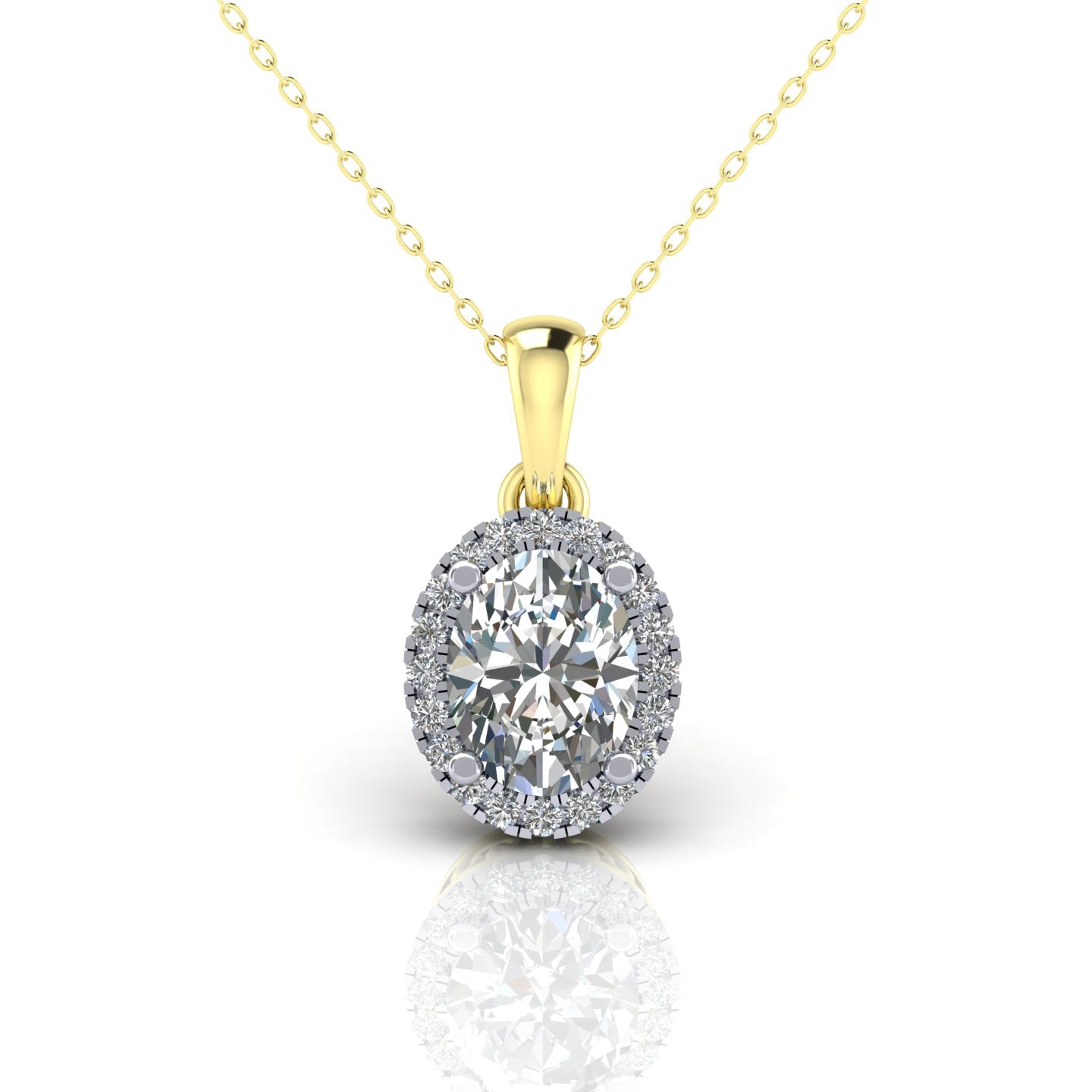 9ct Yellow Gold Oval CZ Halo Pendant