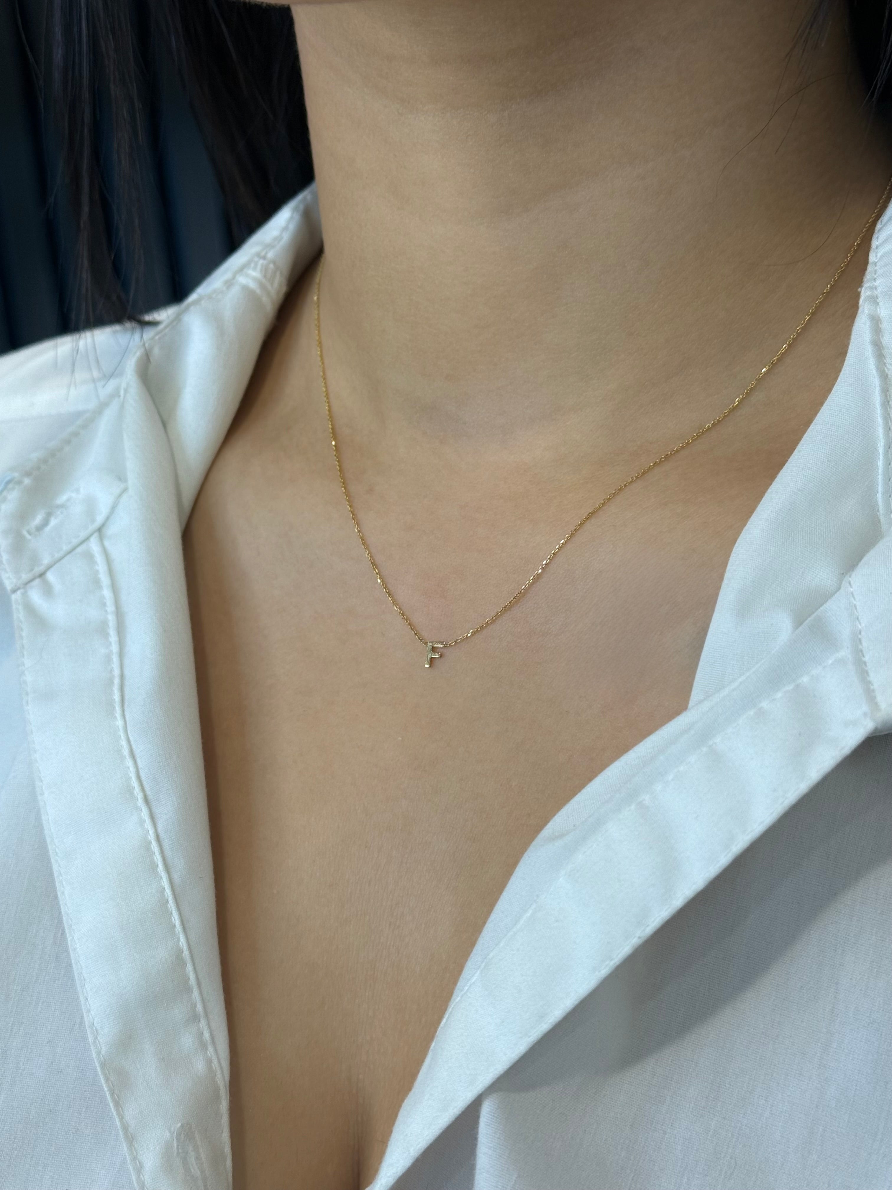 9ct Yellow Gold F Initial Necklace