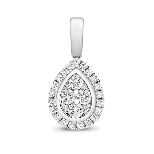 9ct White Gold Illusion Pear  Diamond Necklace