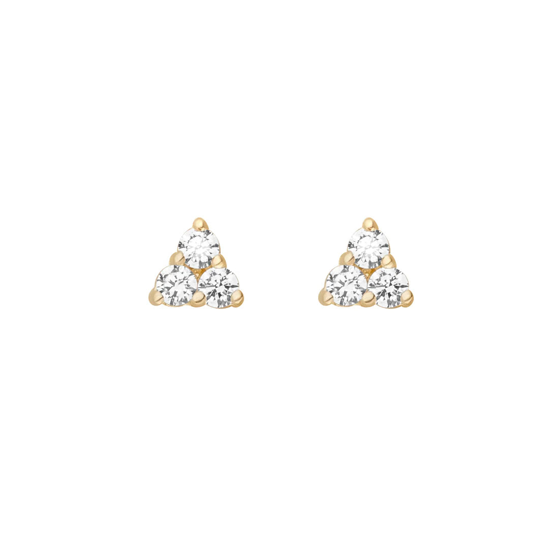 9ct Yellow Gold Stacked CZ Studs
