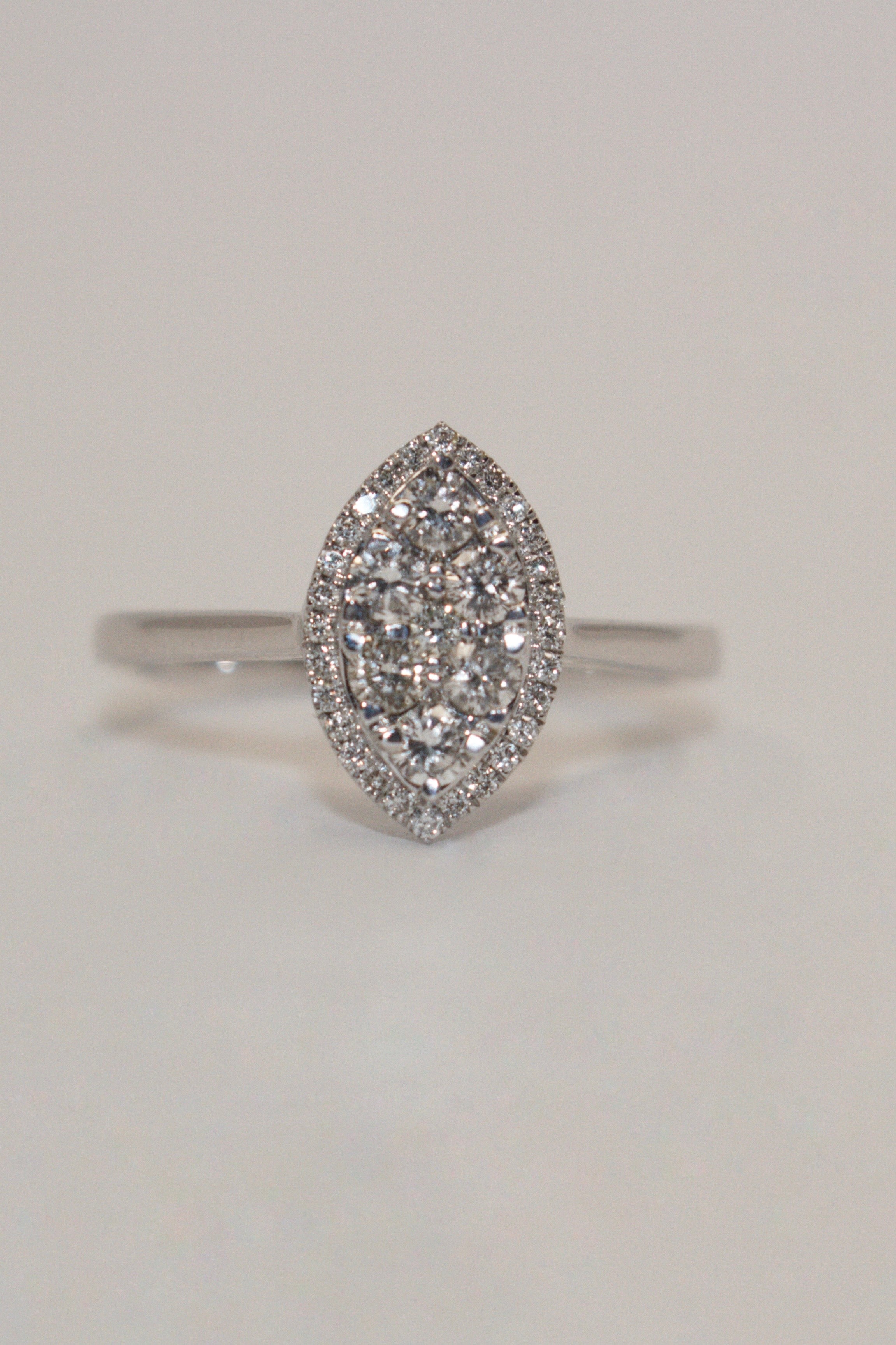 9K White Gold 50pt Illusion Marquise Diamond Ring