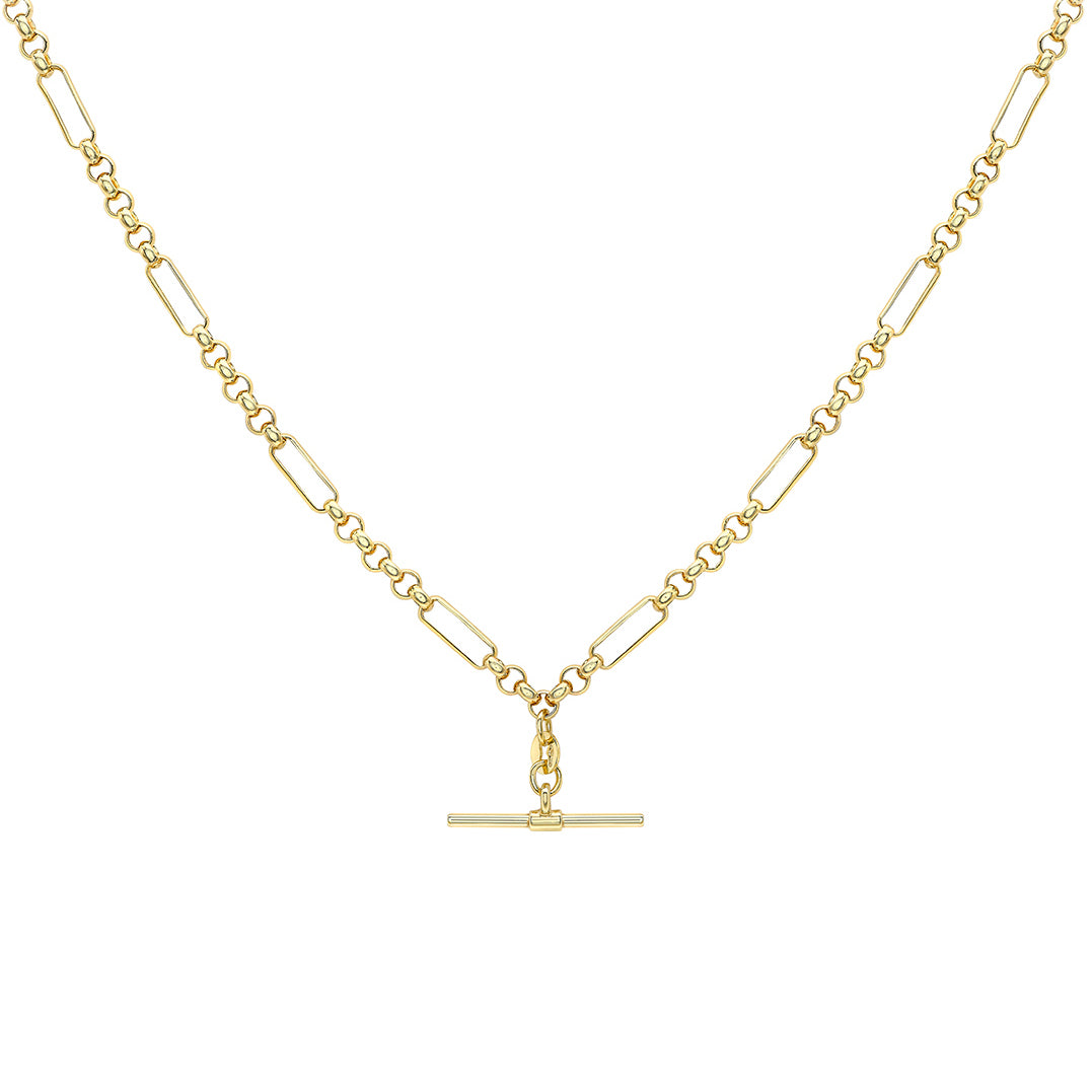 9ct Yellow Gold Figaro Belcher Tbar