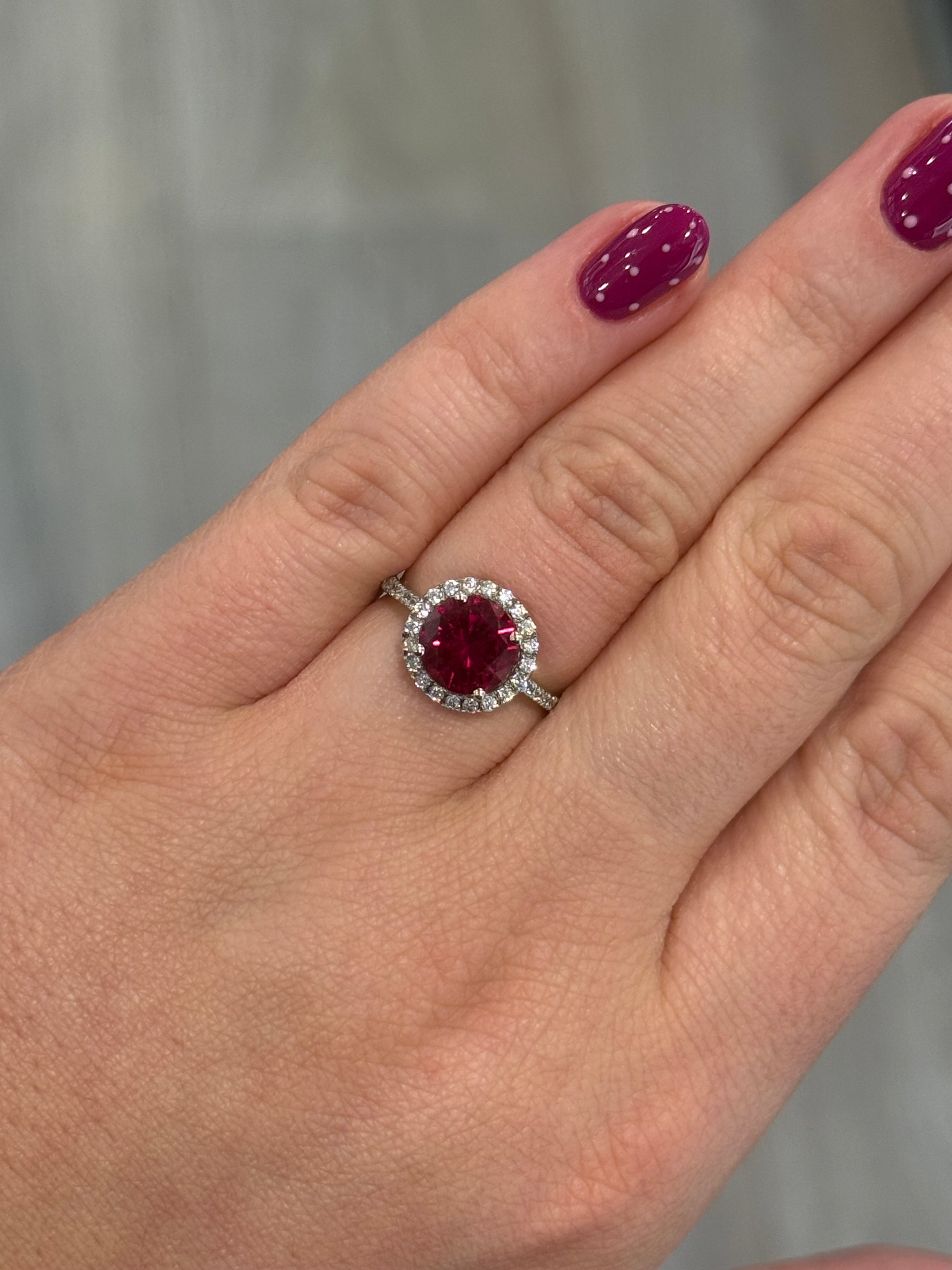 Sterling Silver Red Cz Halo Dress Ring