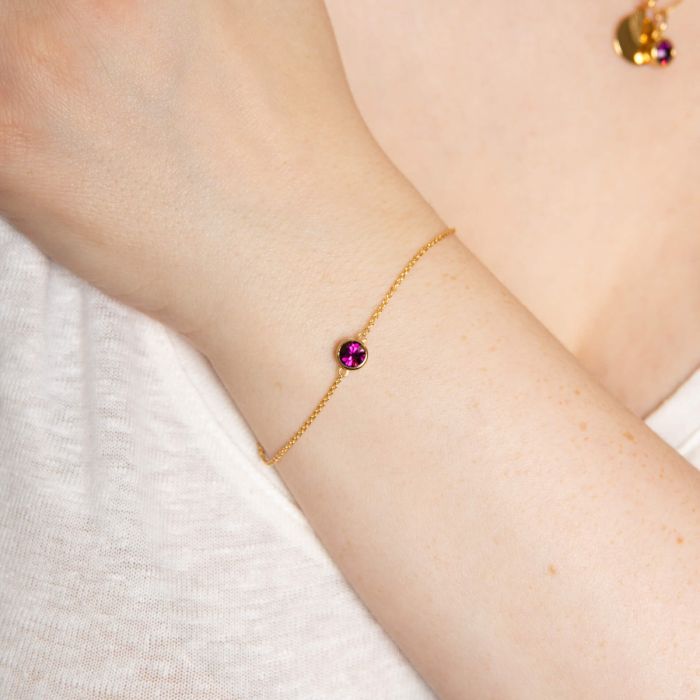 Yellow Gold Plated Sterling Silver February Birthstone Bracelet