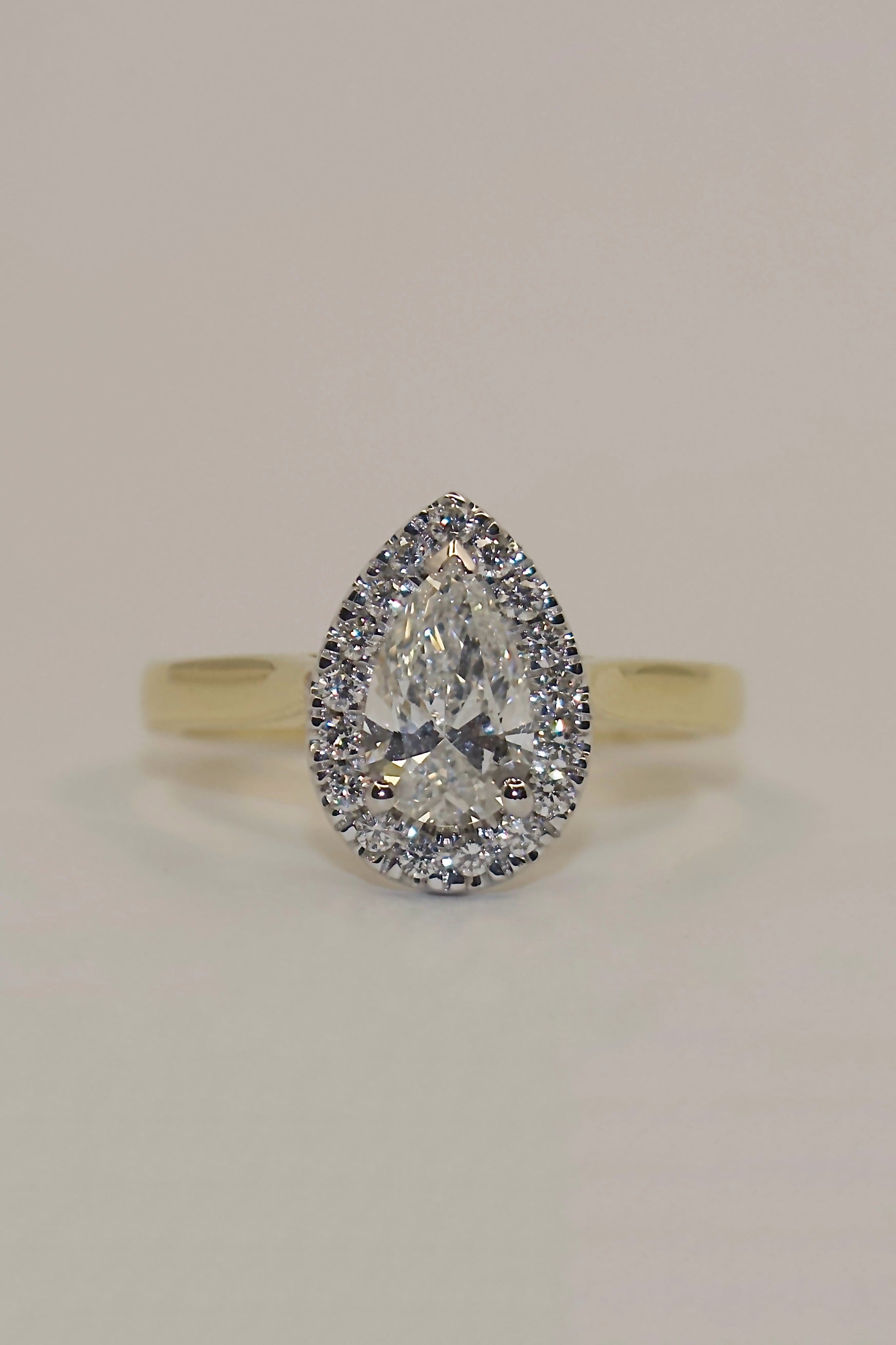 9K Yellow Gold Laboratory Grown Diamond Pear with Halo