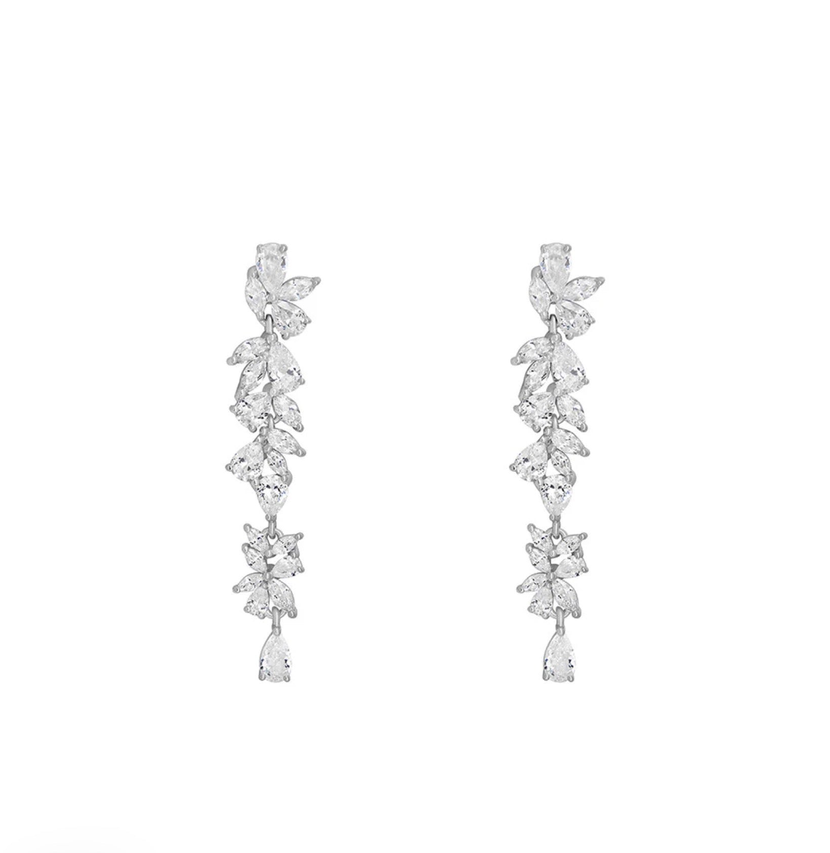 Sterling Silver CZ Marquise and Pear Drop Earrings
