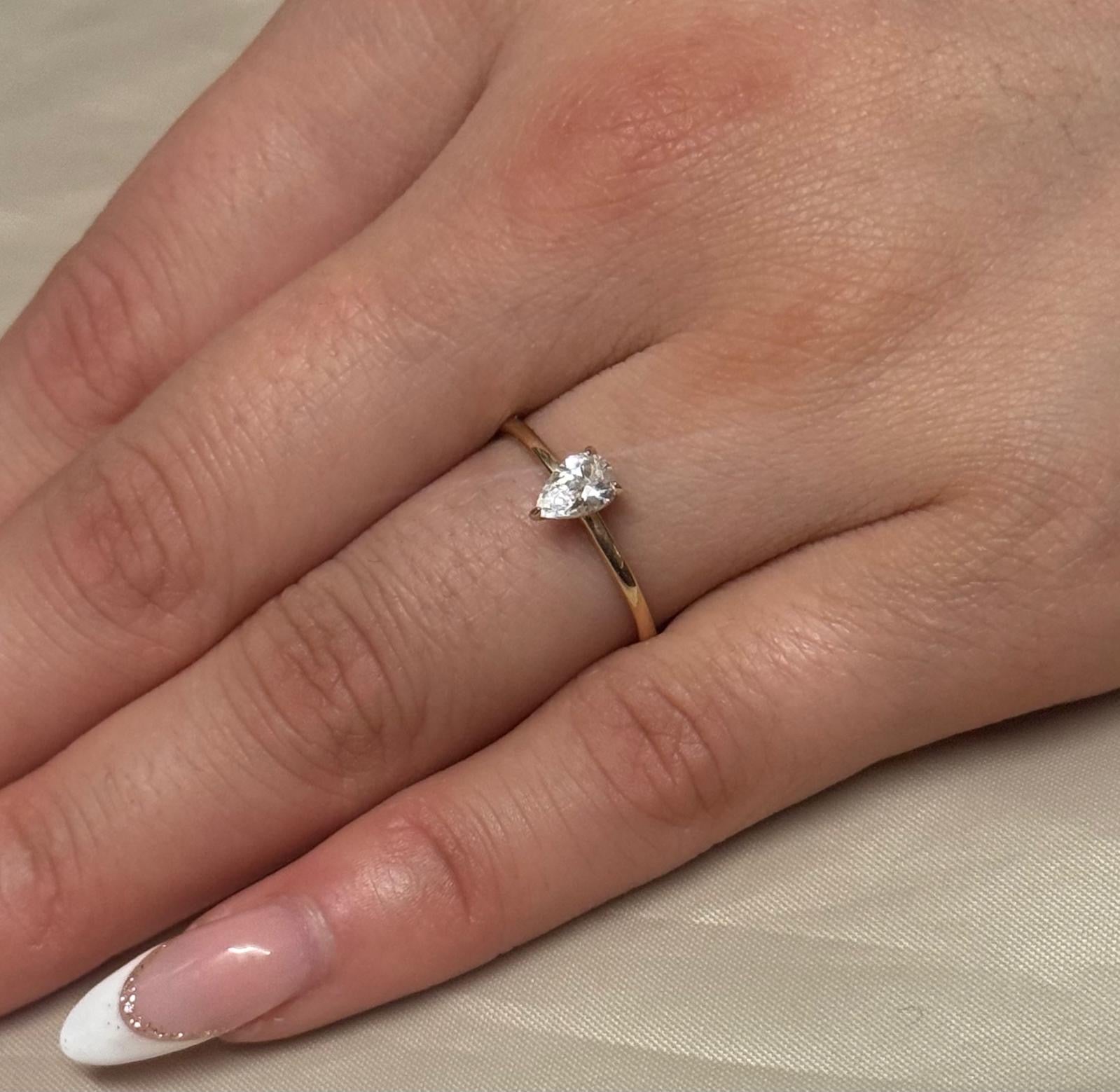 9K Yellow Gold CZ Pear Solitaire
