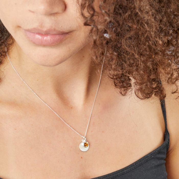 Sterling Silver November Birthstone Disc Pendant