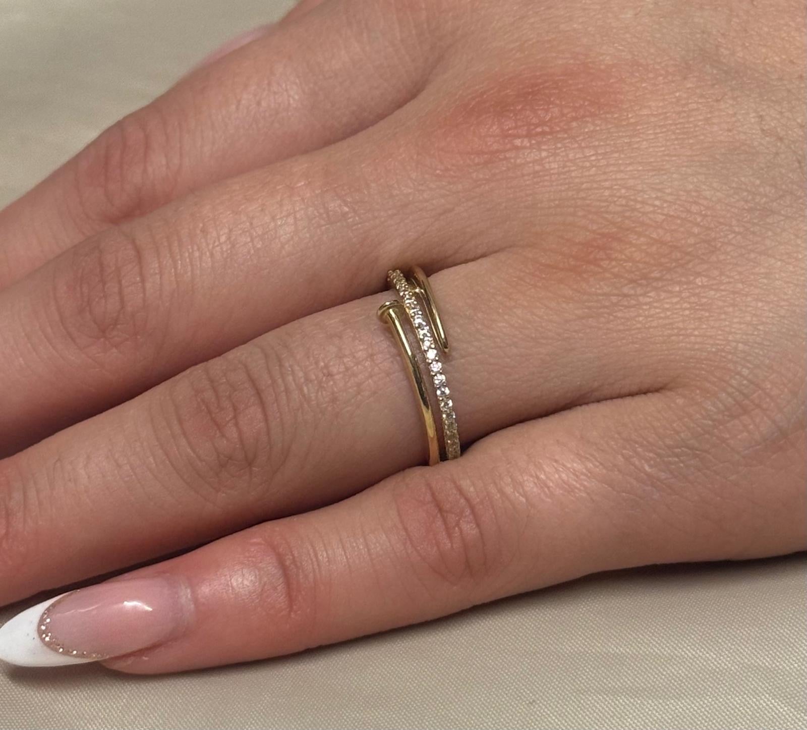 9K Yellow Gold CZ Nail Ring