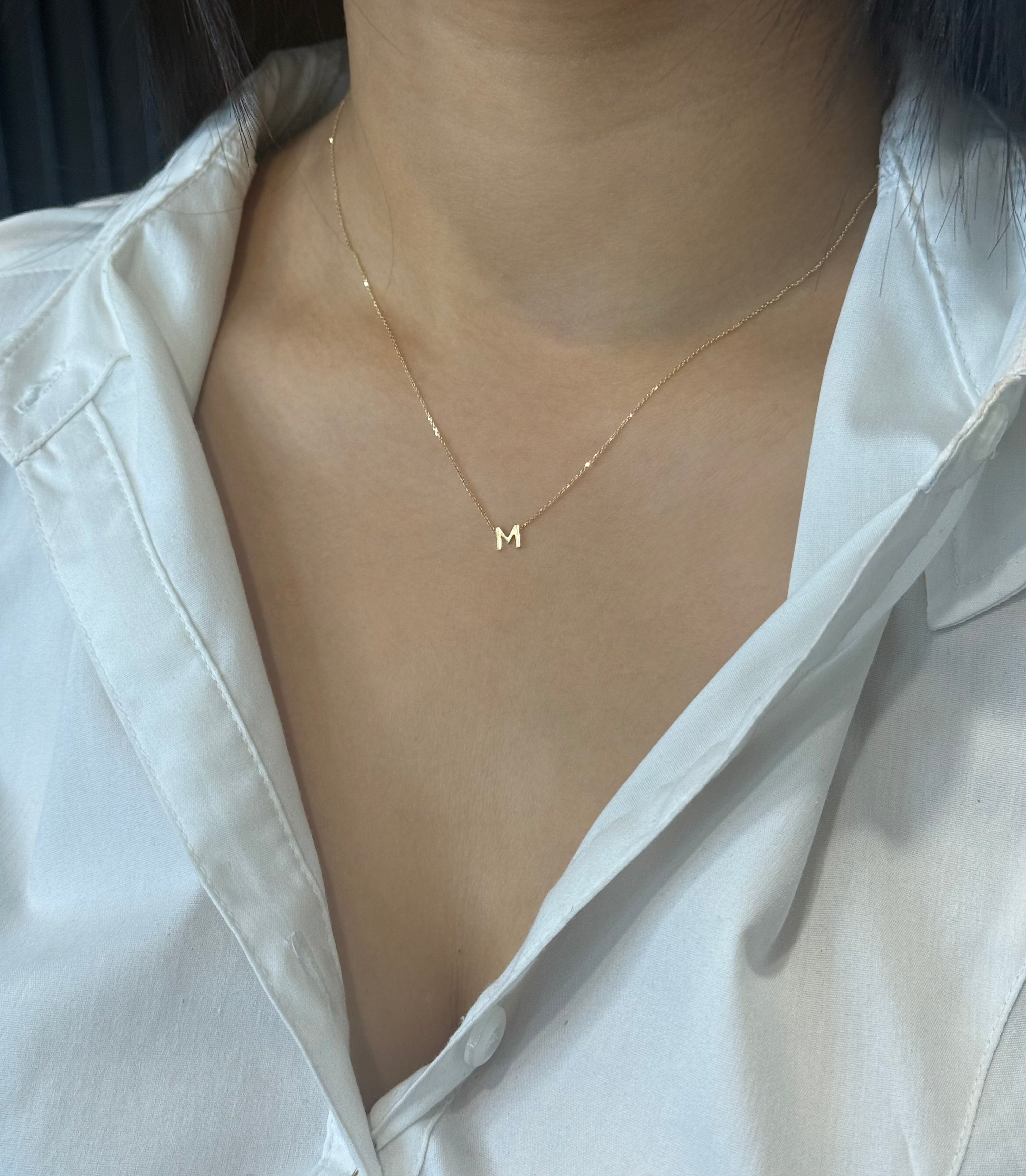 9ct Yellow Gold M Initial Necklace