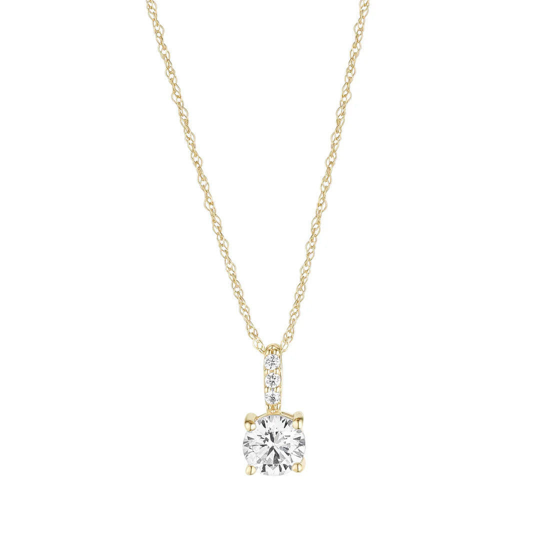 9ct Yellow Gold Solitaire CZ Pendant with CZ bale