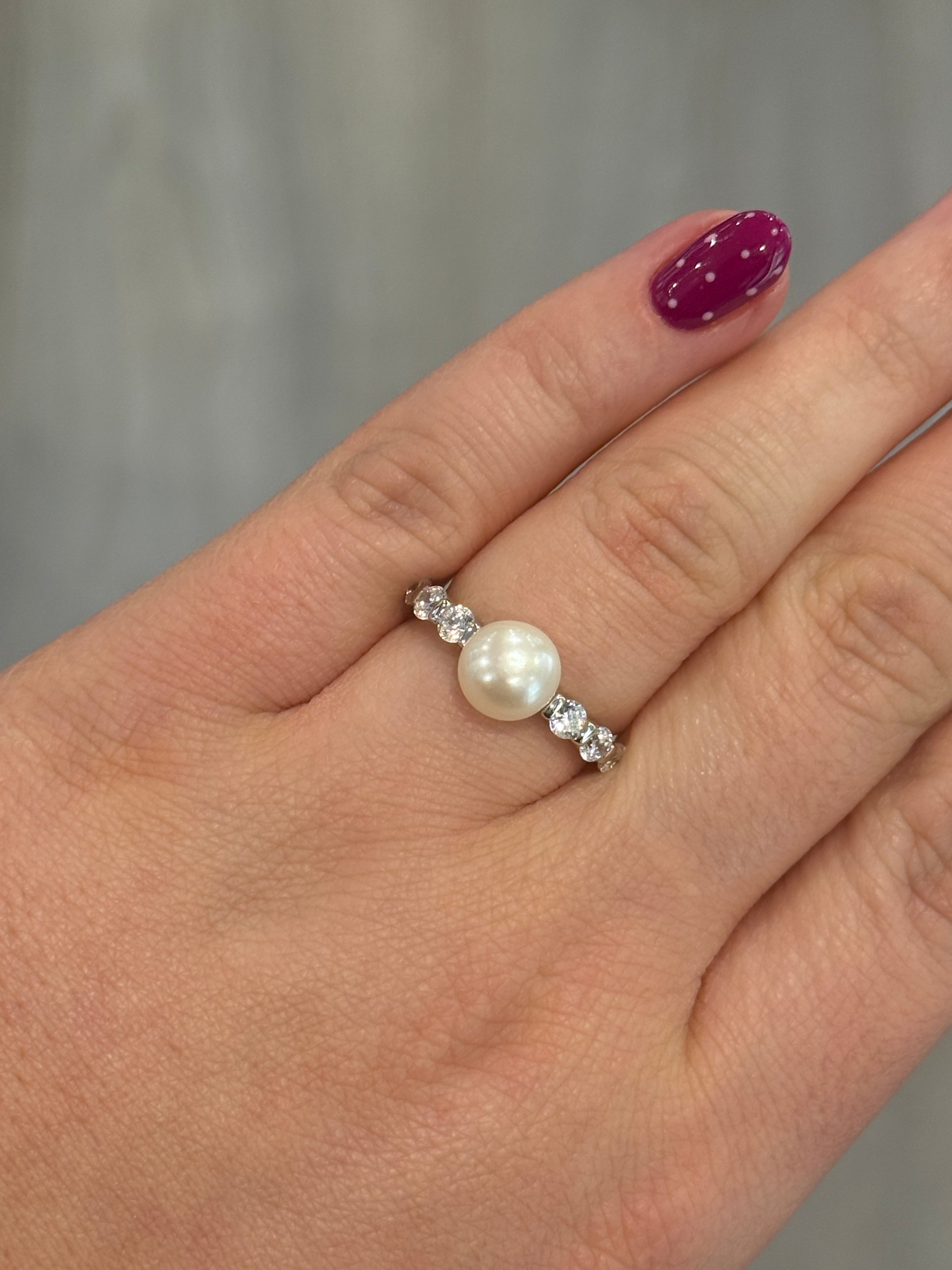 Sterling Silver Pearl with CZ Band