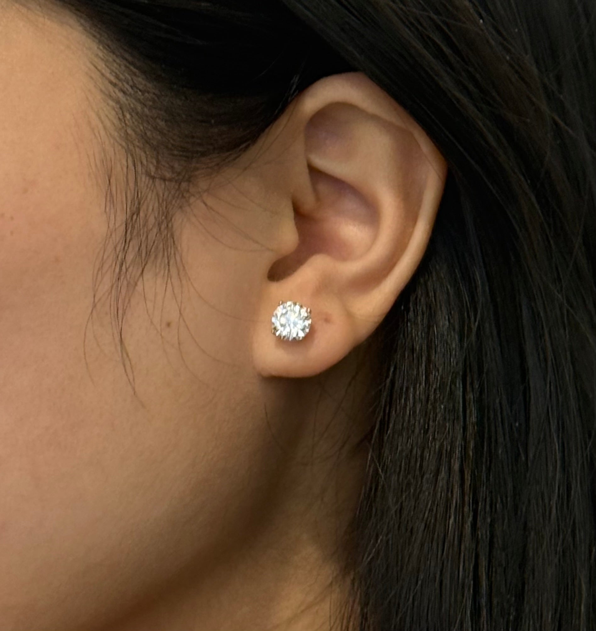 Sterling Silver Cubic Zirconia Claw Set Stud Earrings