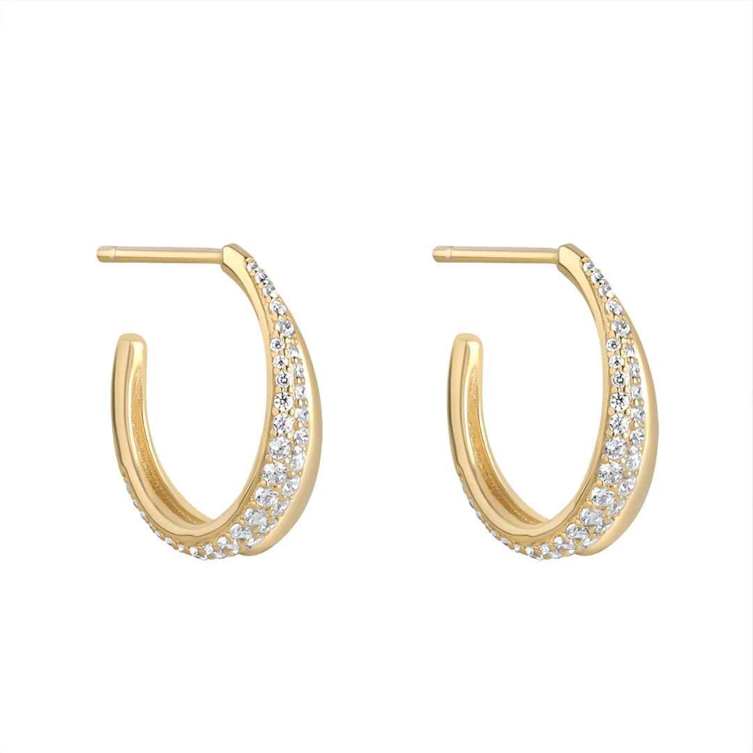 Gold Plated Sterling Silver Cubic Zirconia Half Hoops