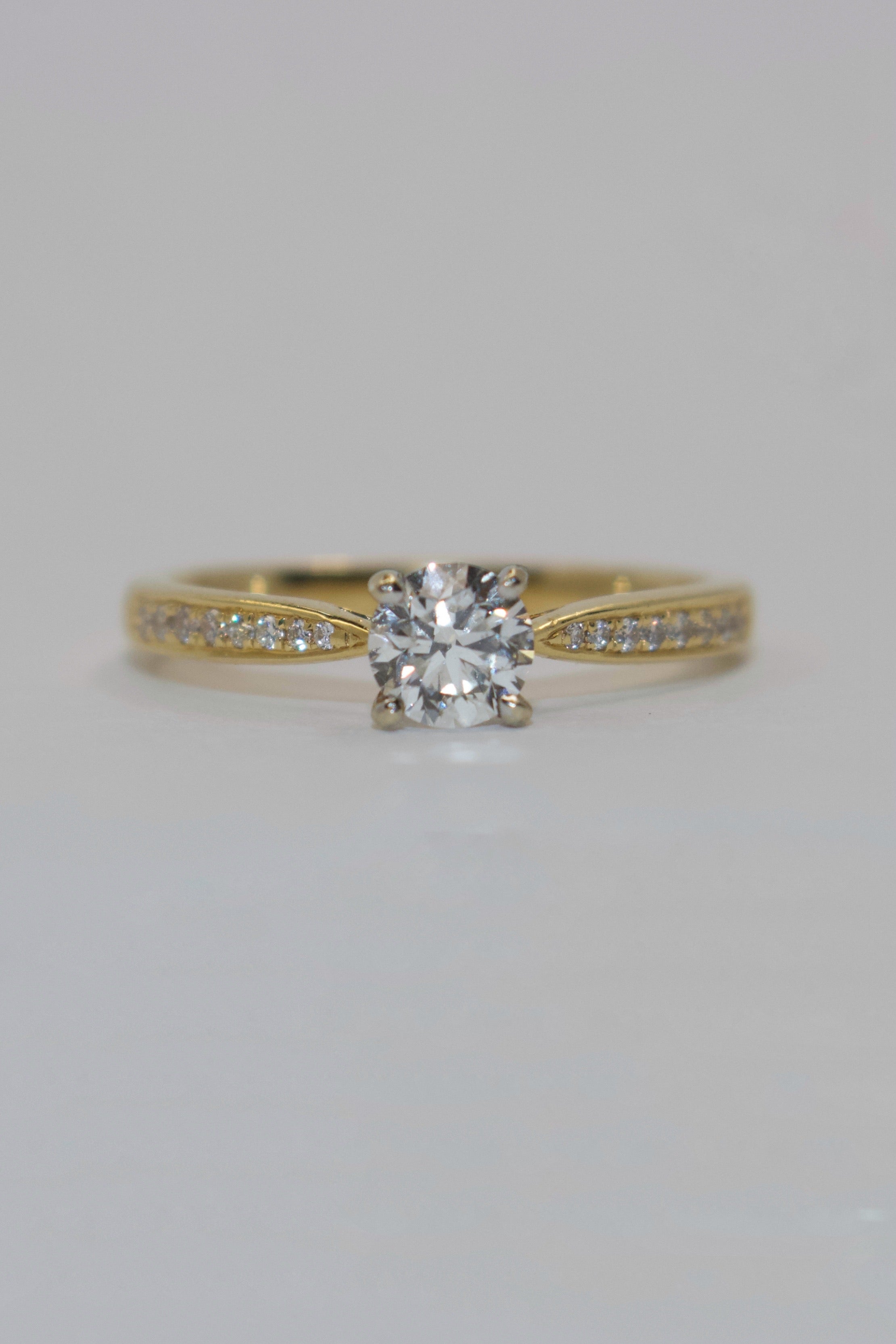 18K Yellow Gold 50pt Brilliant Cut Solitaire With Diamond Band