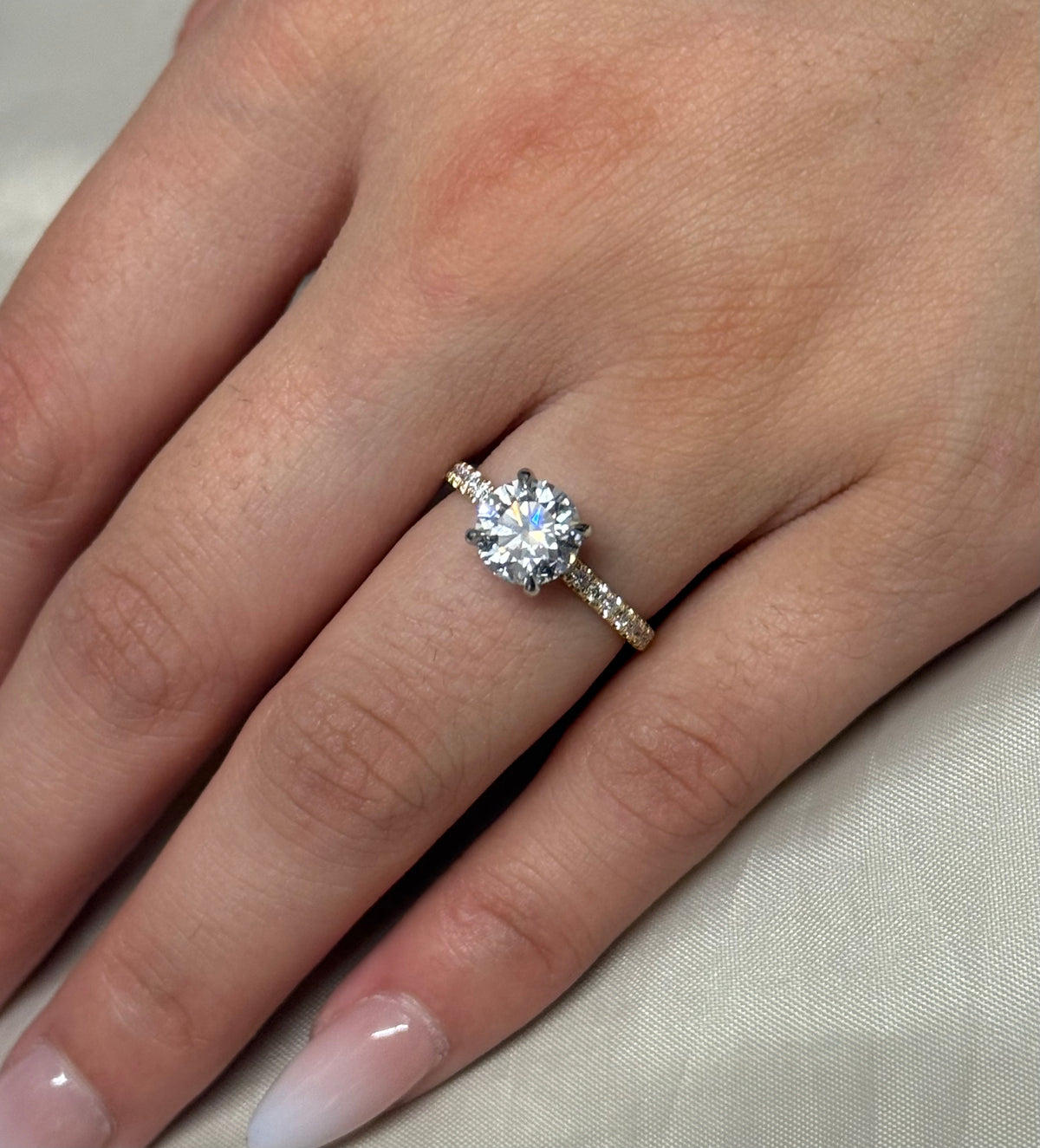 18K Yellow Gold 1.80ct Laboratory Grown Brilliant Cut Solitaire with Diamond Band