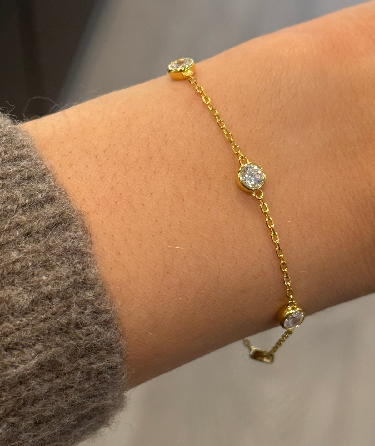 Gold Plated Sterling Silver Rubover Cz Bracelet