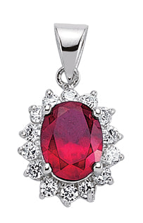 Sterling Silver Red Cluster Pendant