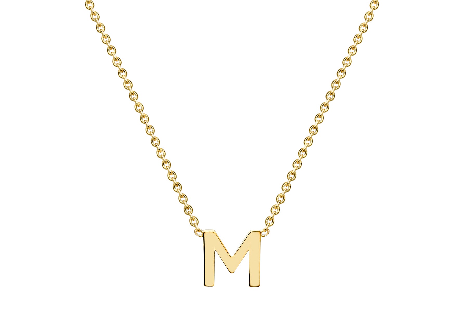 9ct Yellow Gold M Initial Necklace