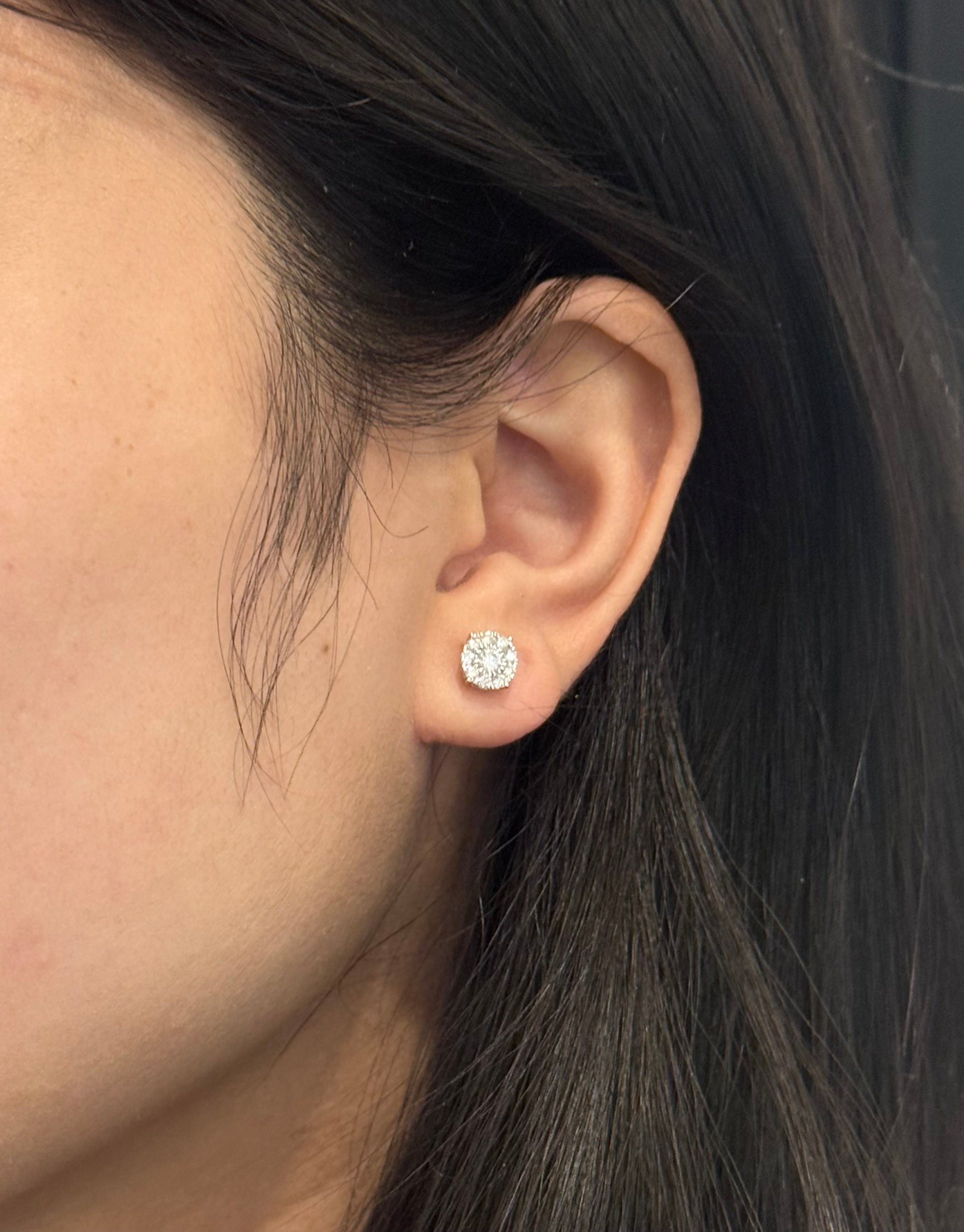 9ct White Gold 50pt Illusion Diamond Stud Earrings