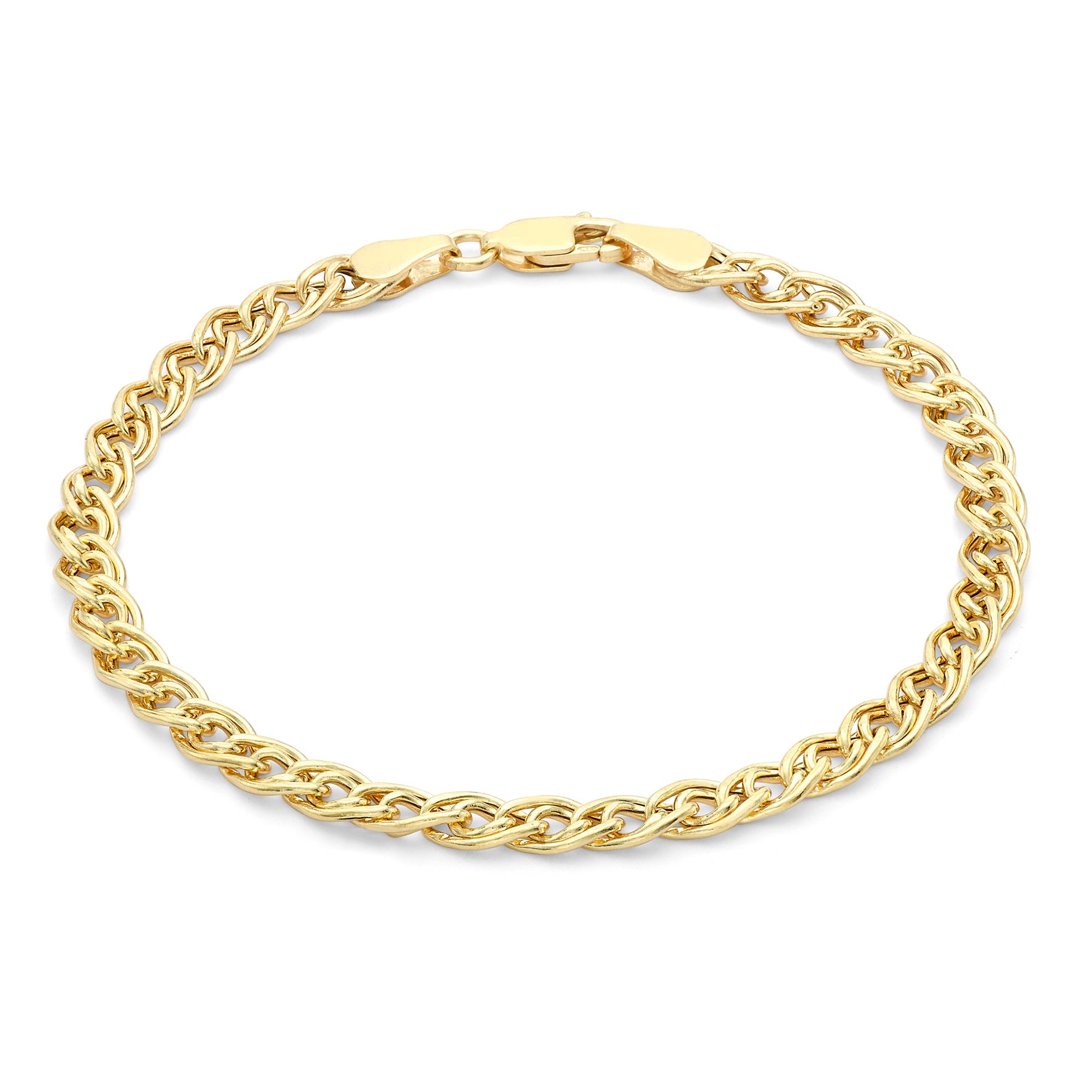 9ct Yellow Gold Oval Double Curb Bracelet