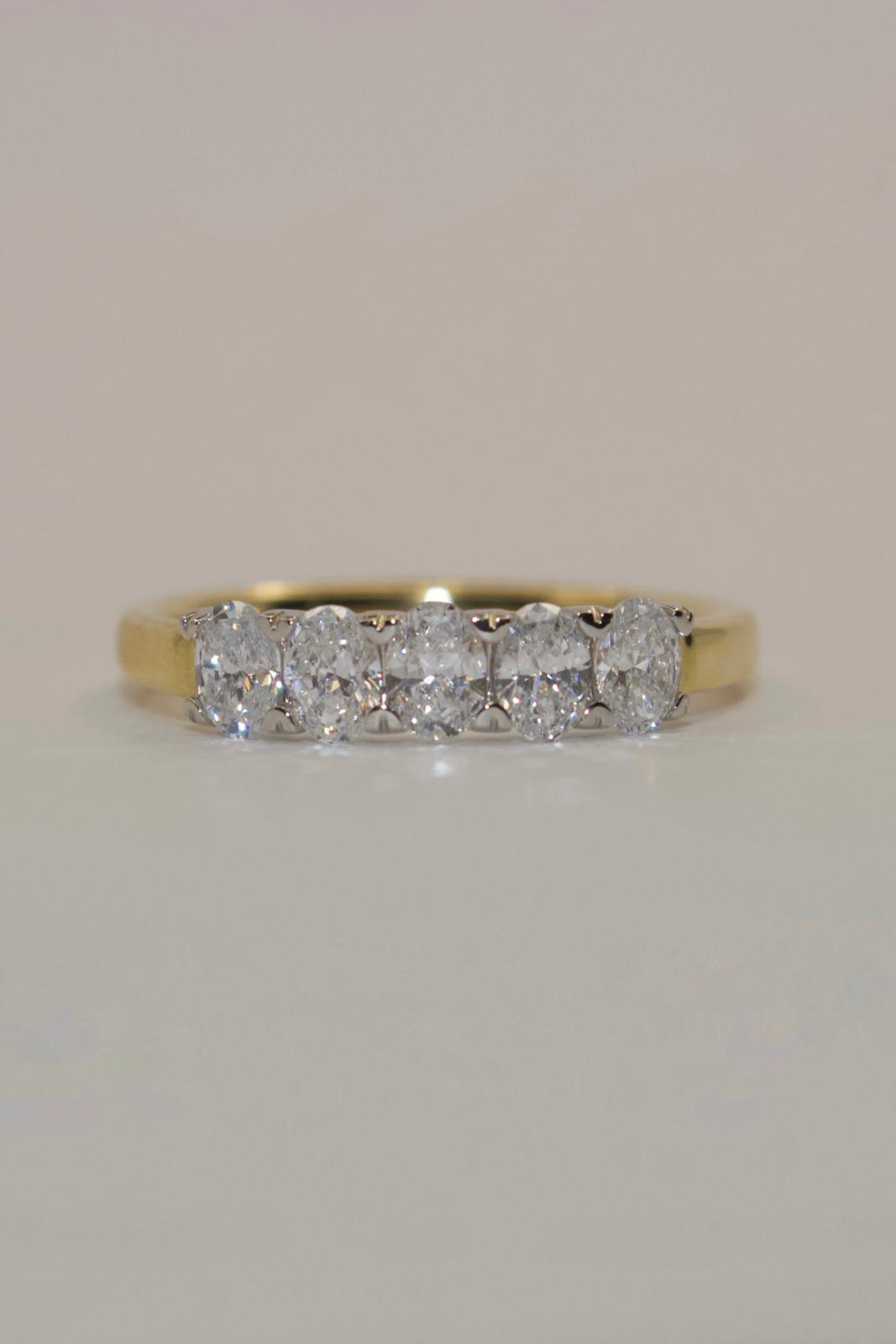 18k Yellow Gold 77pt Oval Five Stone Laboratory Grown Diamond Ring