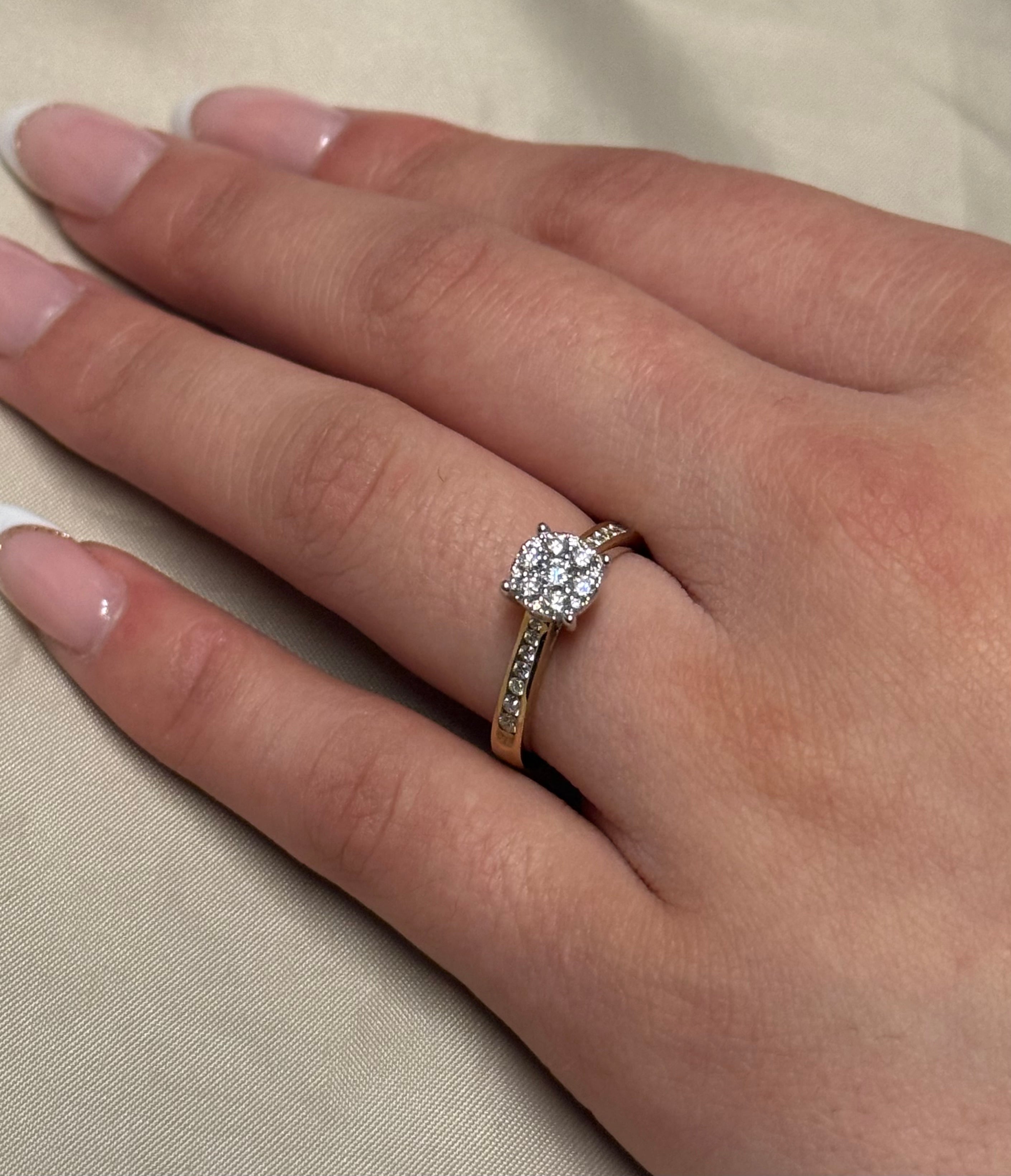 9K Yellow Gold 50pt Illusion Solitaire with Diamond Band