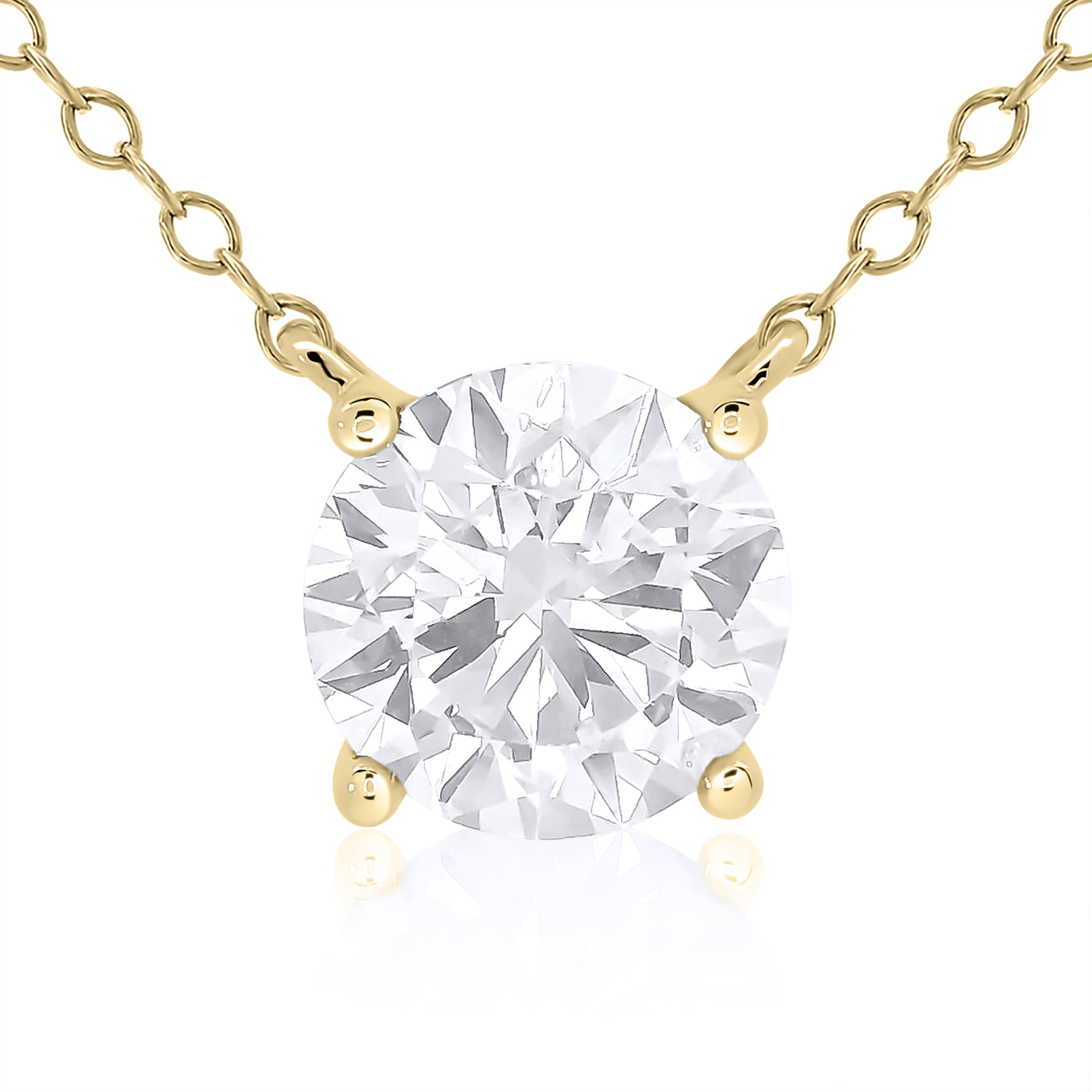 9ct Yellow Gold 1ct Brilliant Cut Laboratory Grown Diamond Necklace