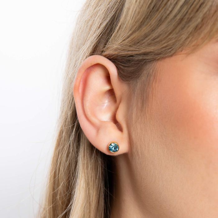 Yellow Gold Plated Sterling Silver March Birthstone Earrings