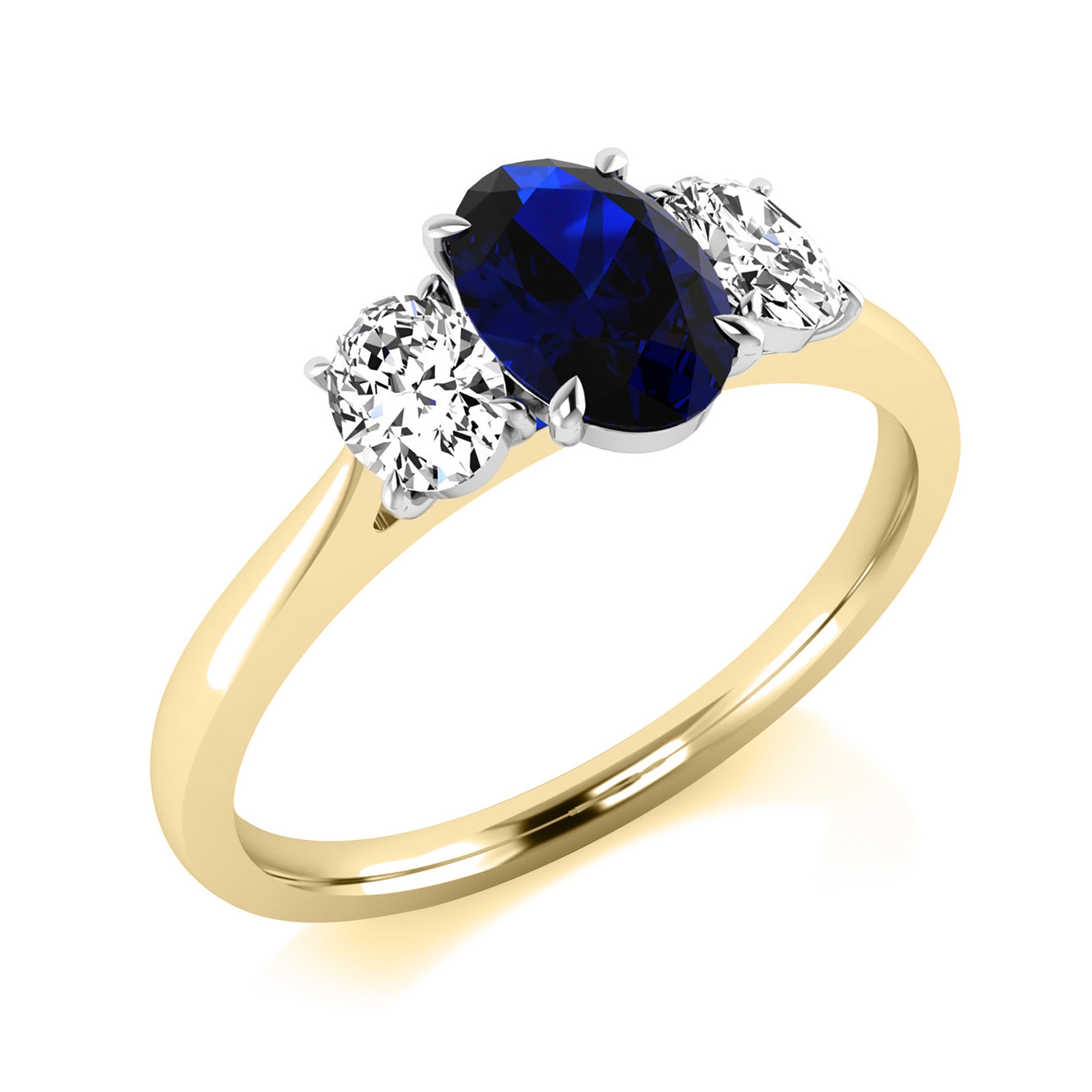 9ct Yellow Gold Oval Sapphire and Diamond Ring