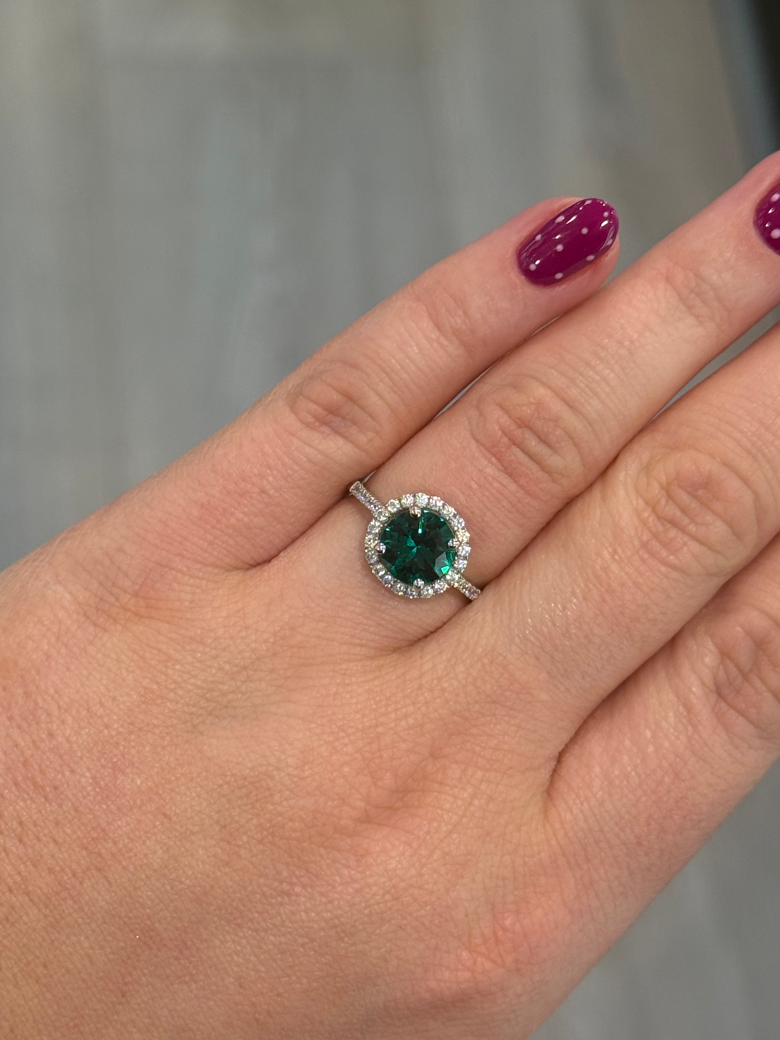 Sterling Silver Green Cz Halo Dress Ring