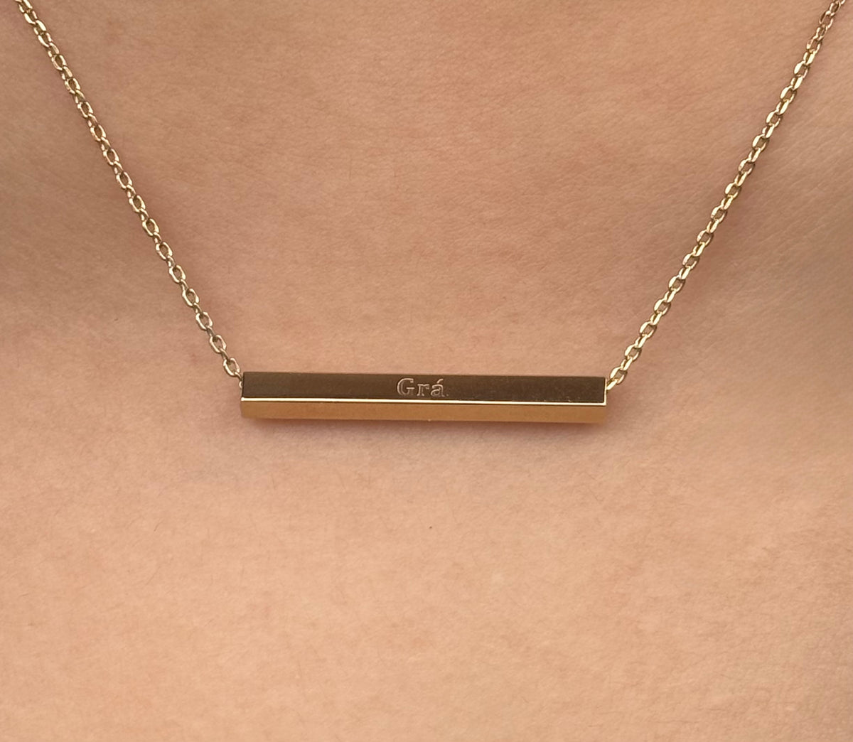 Gold Filled Grá Bar Necklace
