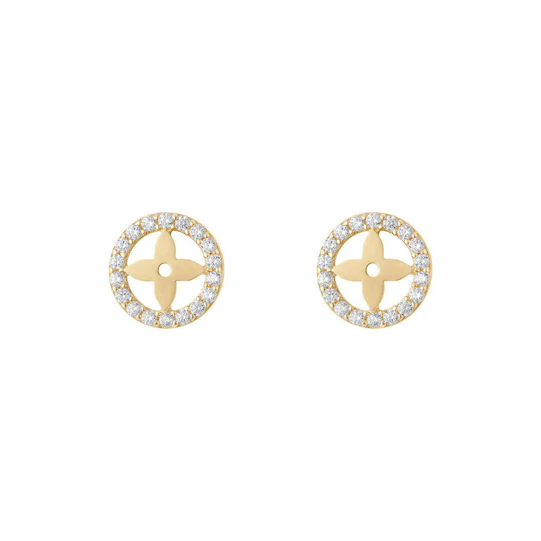 9ct Yellow Gold CZ Enclosed Clover Studs