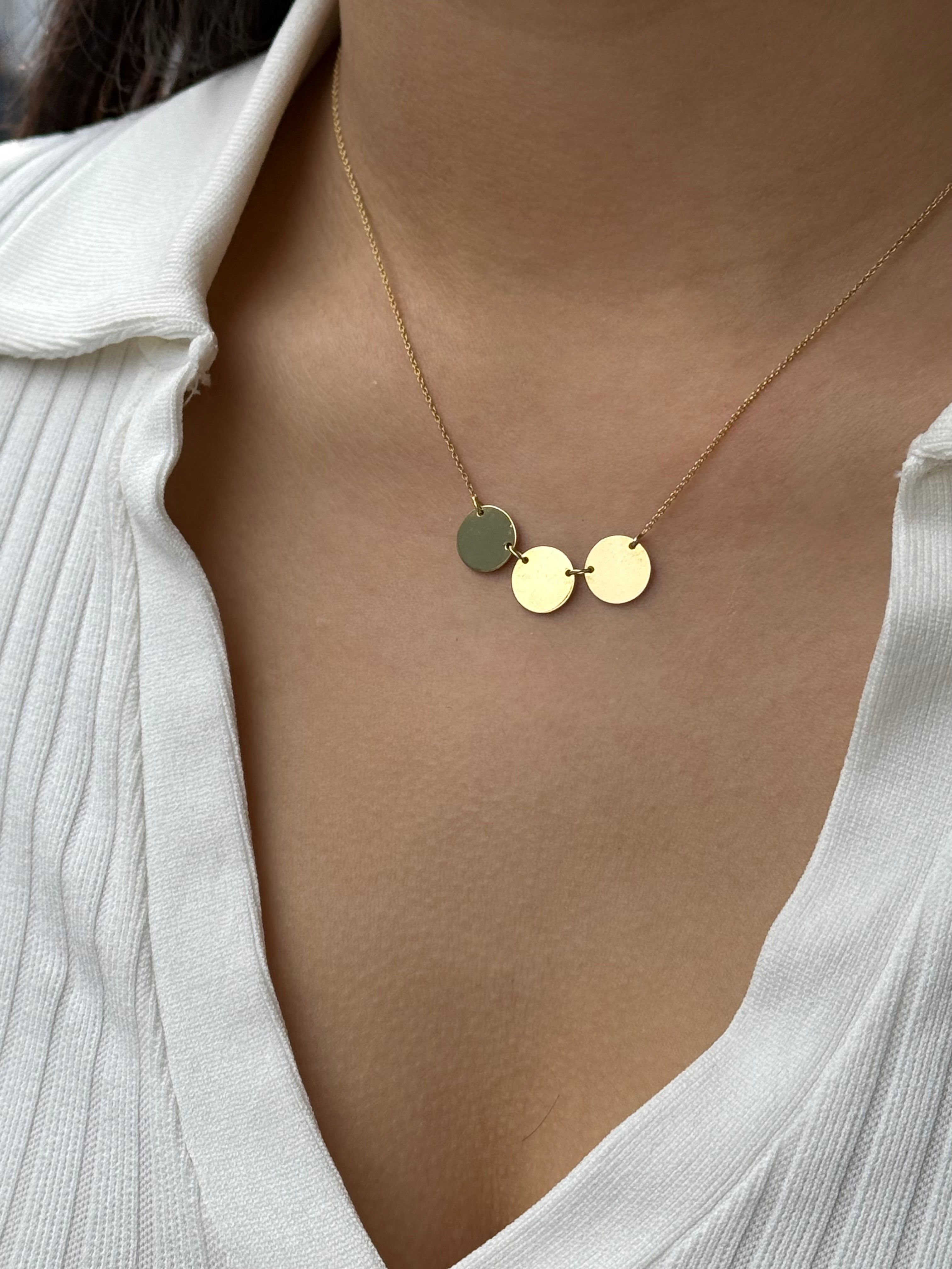 9ct Yellow Gold Treble Disc Necklace