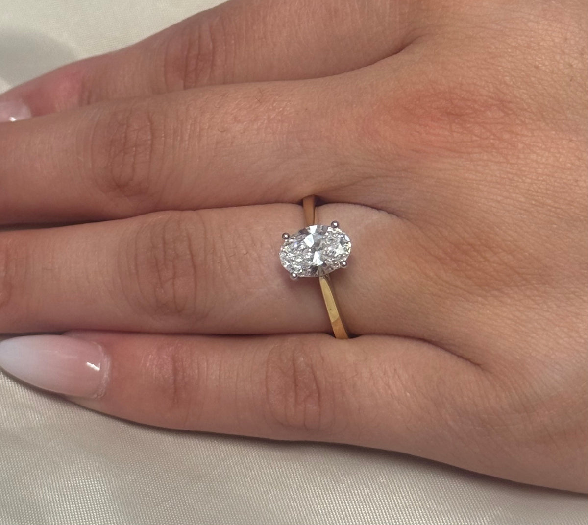 18K Yellow Gold Laboratory Grown 1.46ct Oval Solitaire Ring