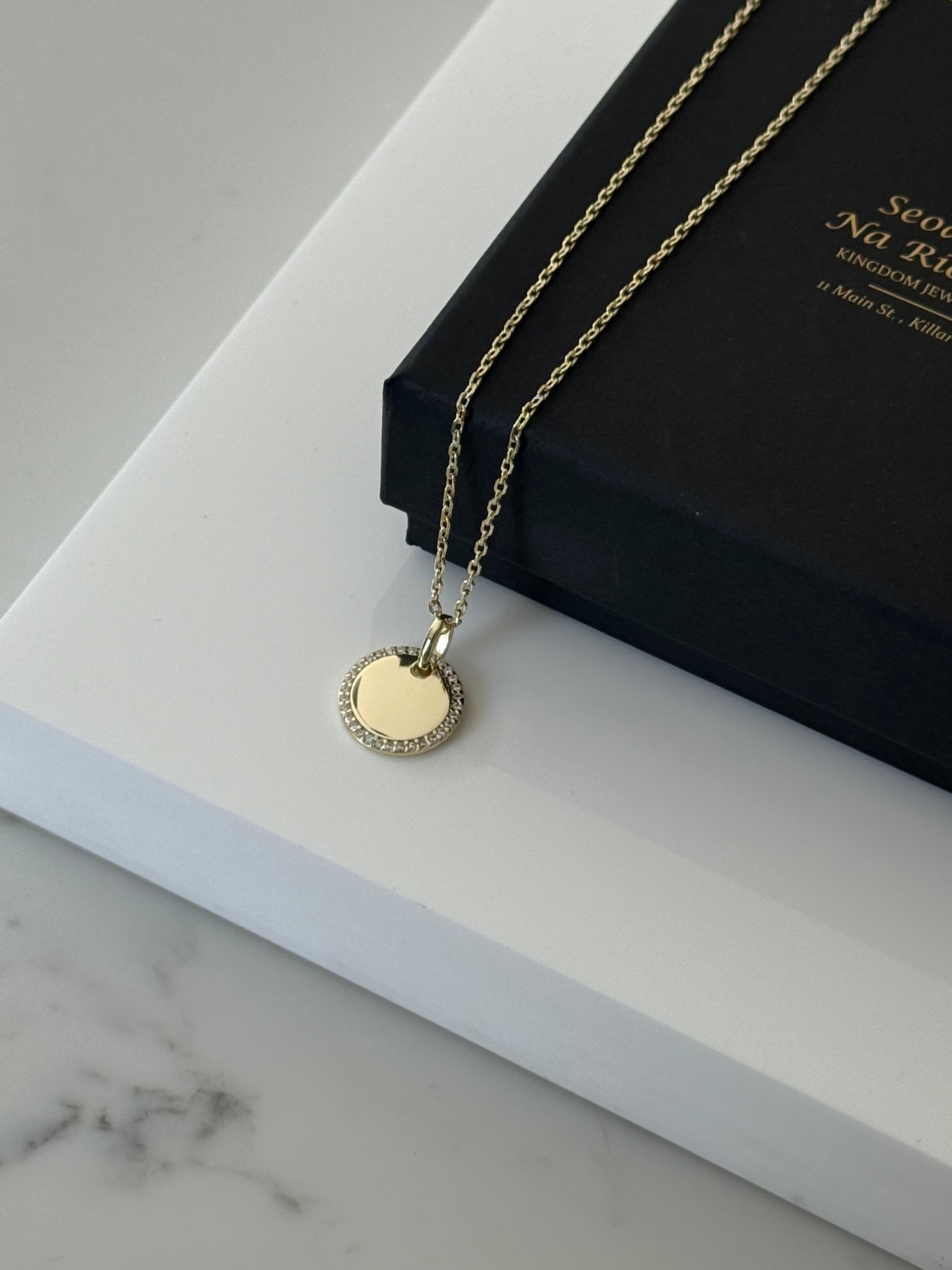 Sterling Silver Gold Plated Cz Disc Pendant