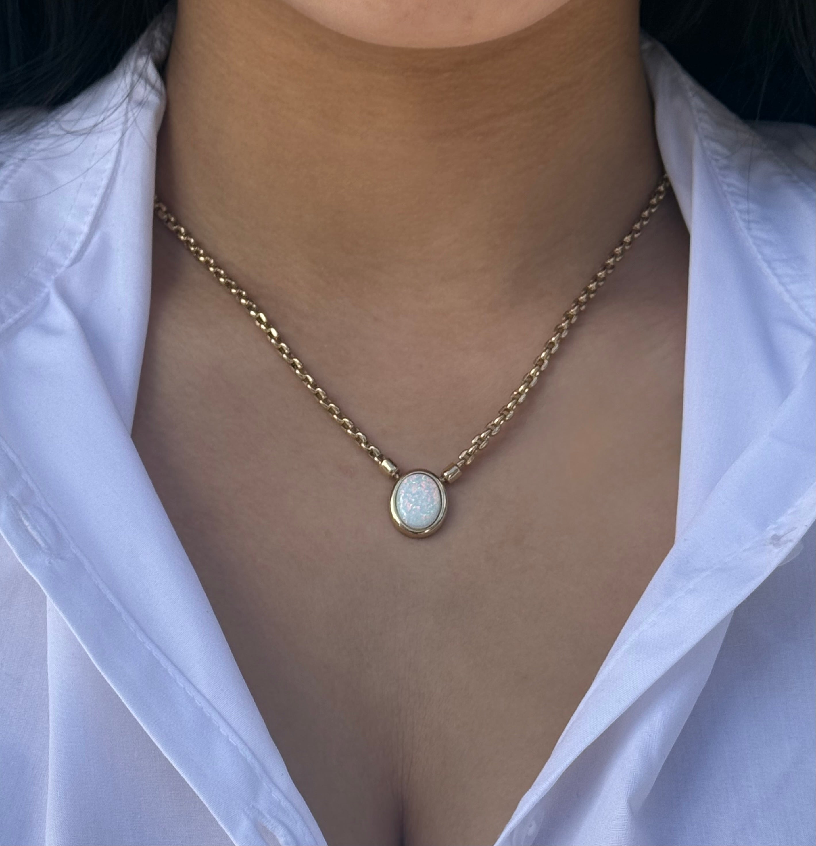 9ct Yellow Gold Opalite Necklace
