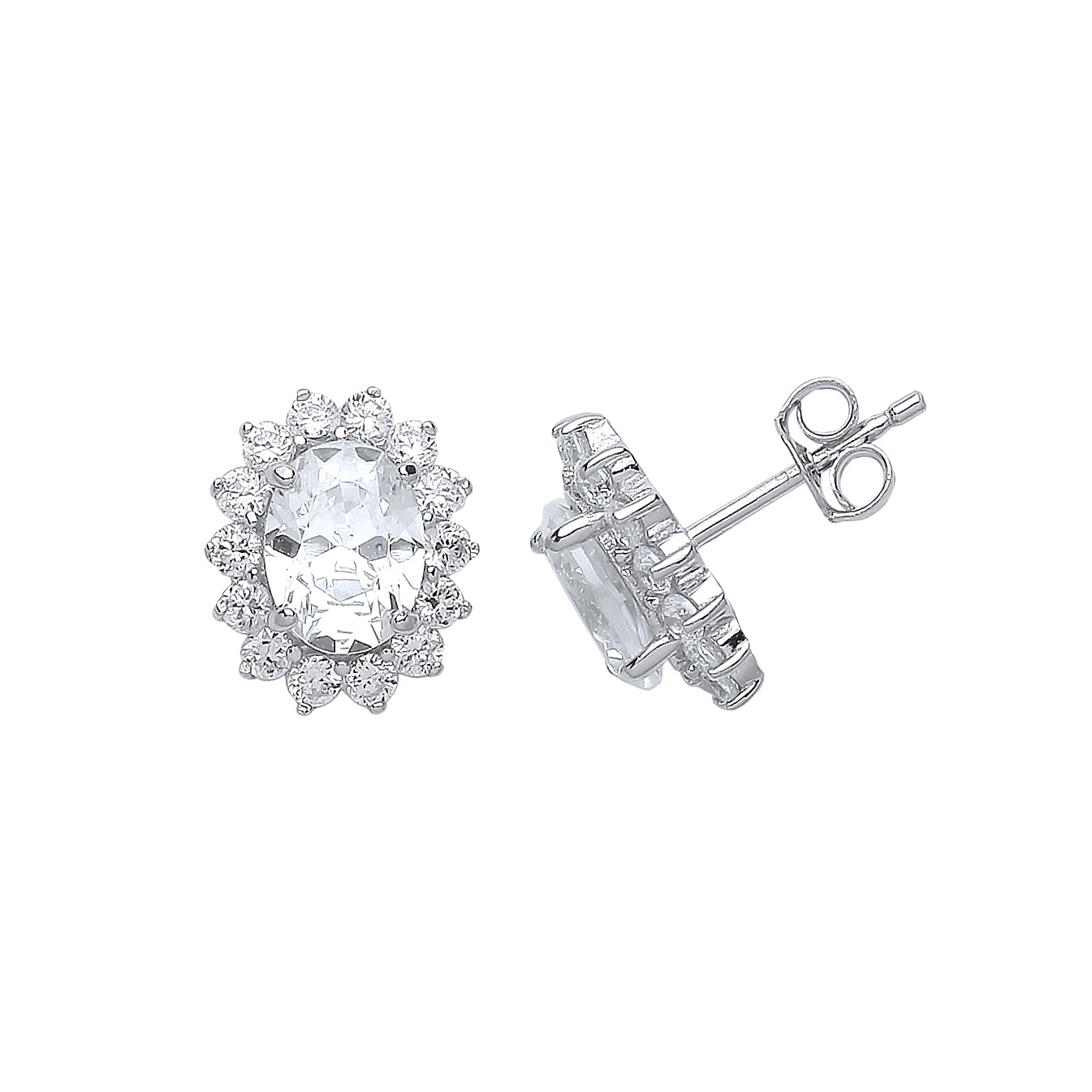 Sterling Silver Cubic Zirconia Cluster Stud Earrings