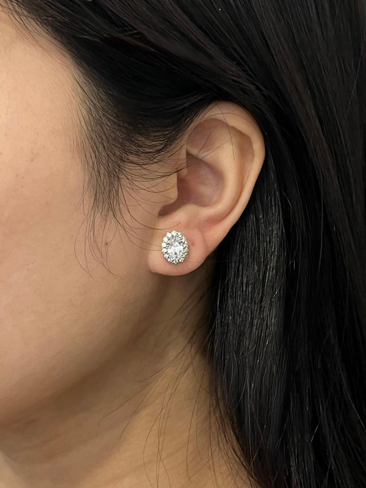 Sterling Silver Cubic Zirconia Cluster Stud Earrings