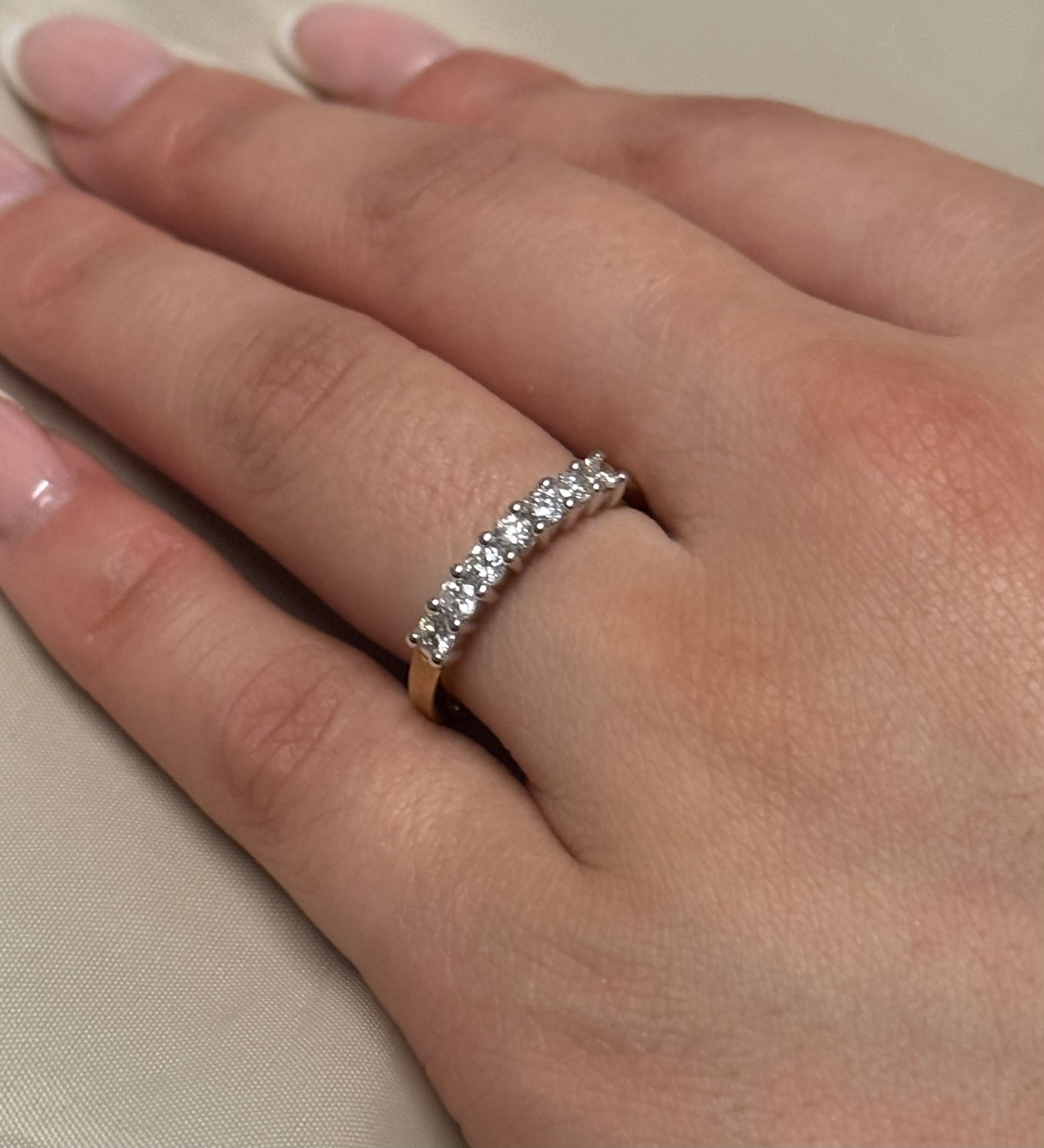 9K Yellow Gold Seven Stone Diamond Ring