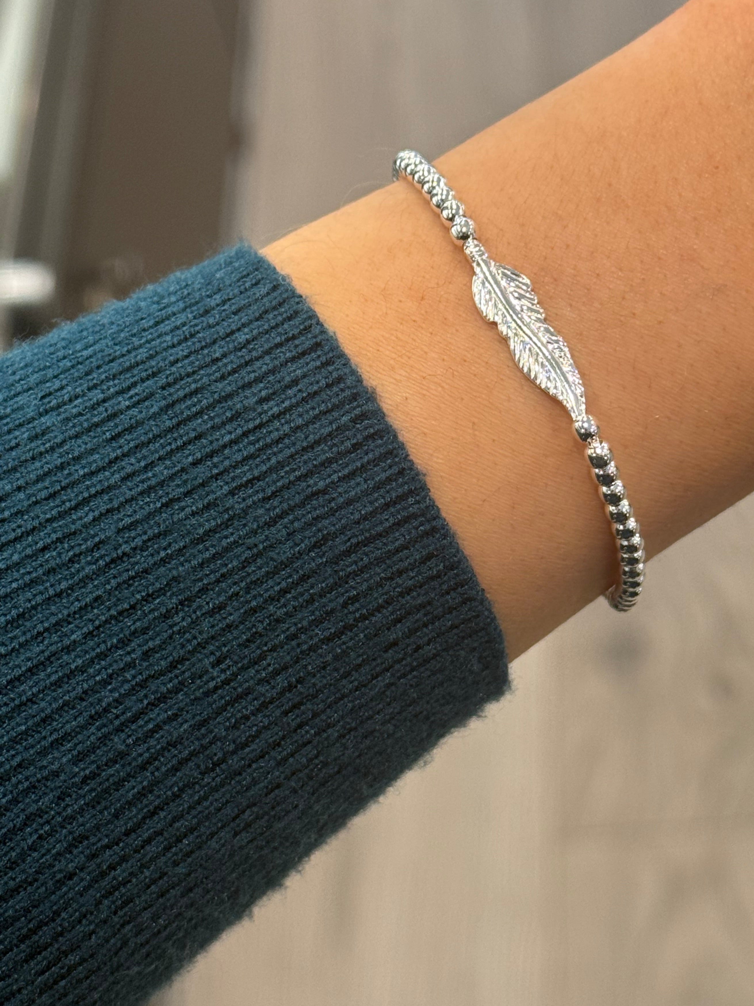 Sterling Silver Beaded Leaf Bracelet
