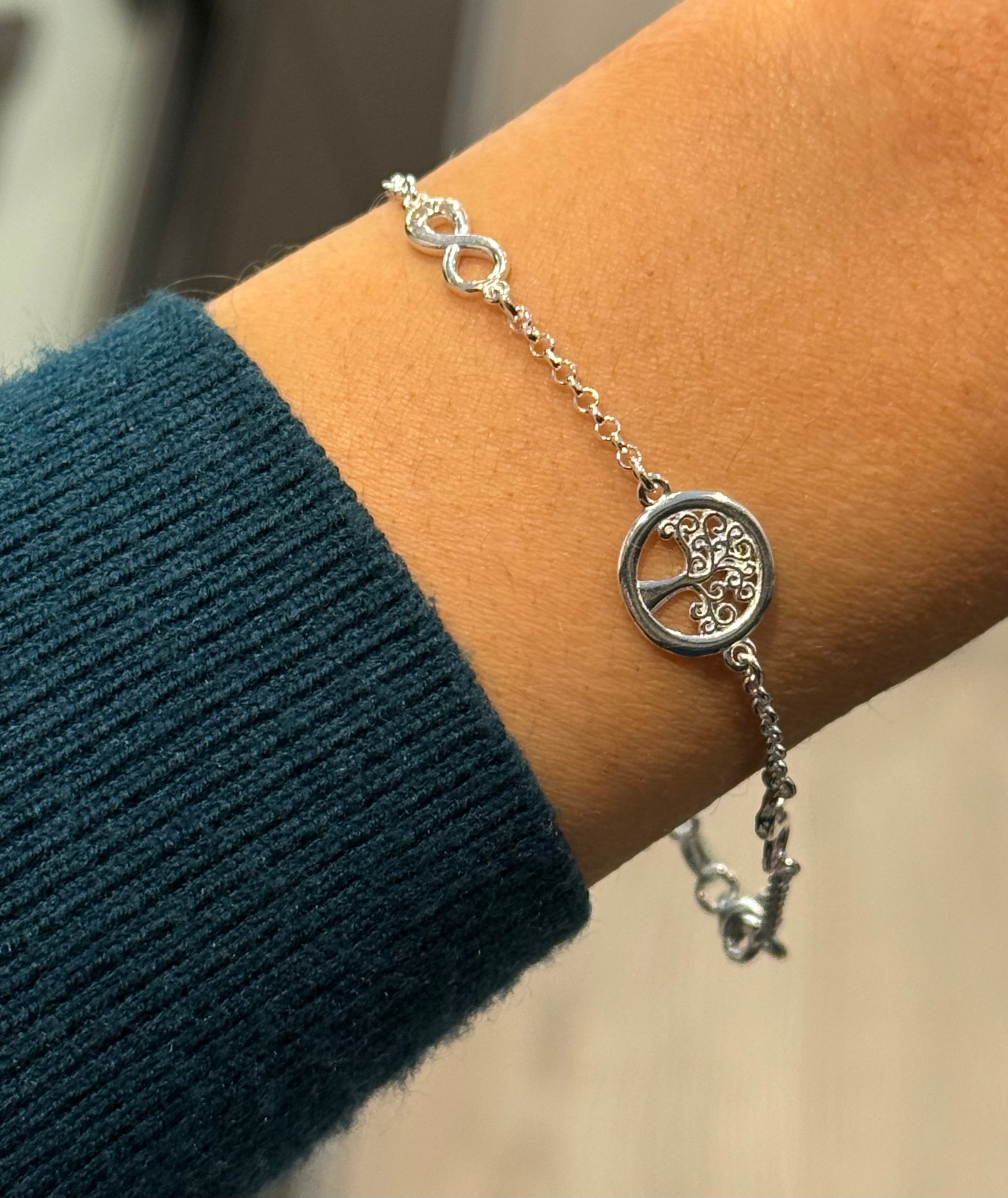 Sterling Silver Tree of Life & Infinity Bracelet