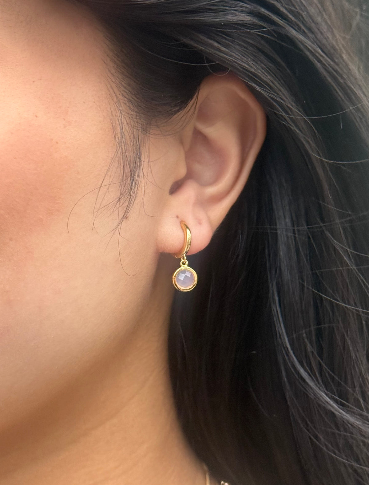 Gold Plated Sterling Silver Rose Drop Hoops