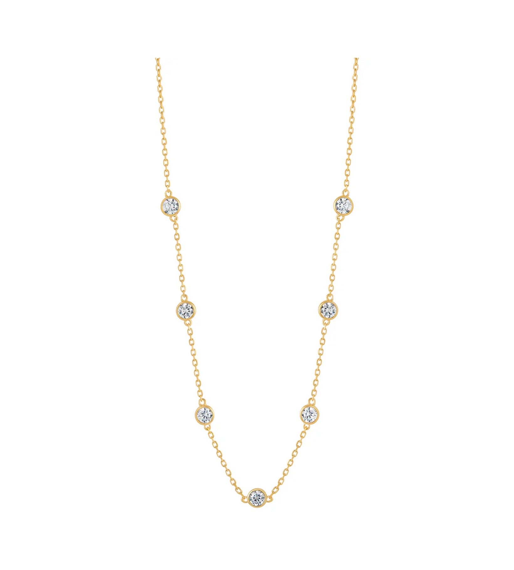 Gold Plated Bezel Set CZ Chain