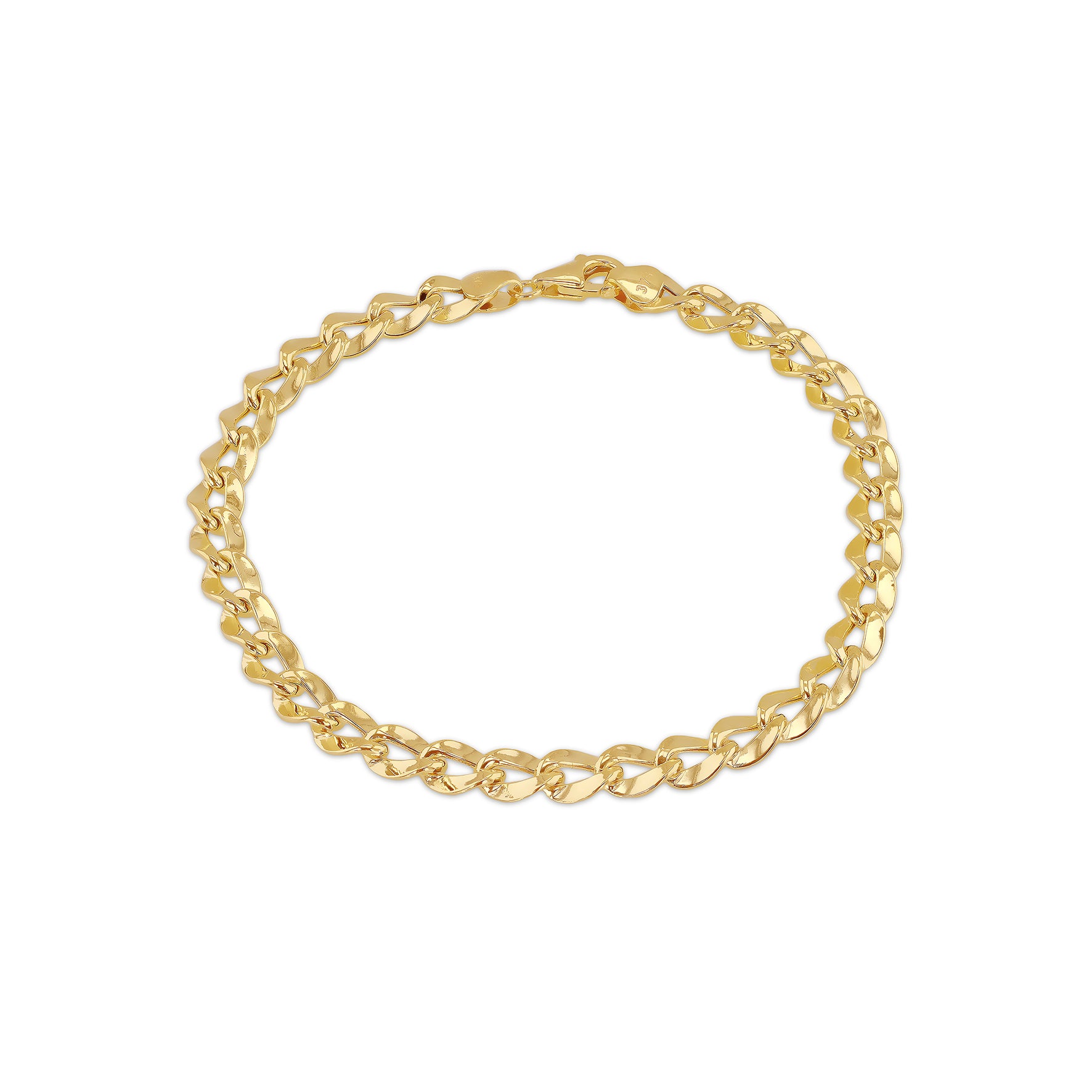 9ct Yellow Gold Diamond Cut Curb Bracelet