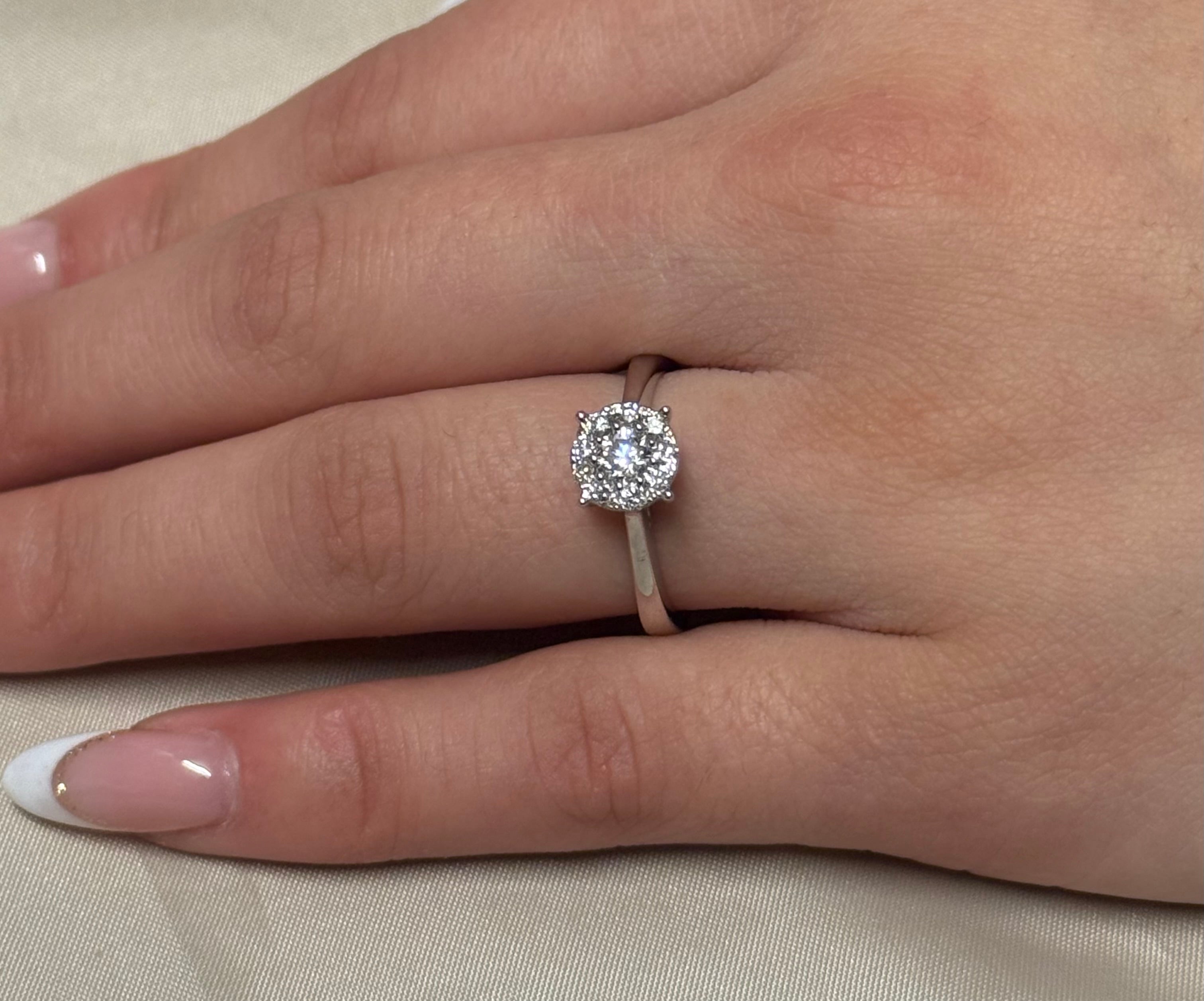 9K White Gold 50pt Illusion Solitaire Diamond Ring