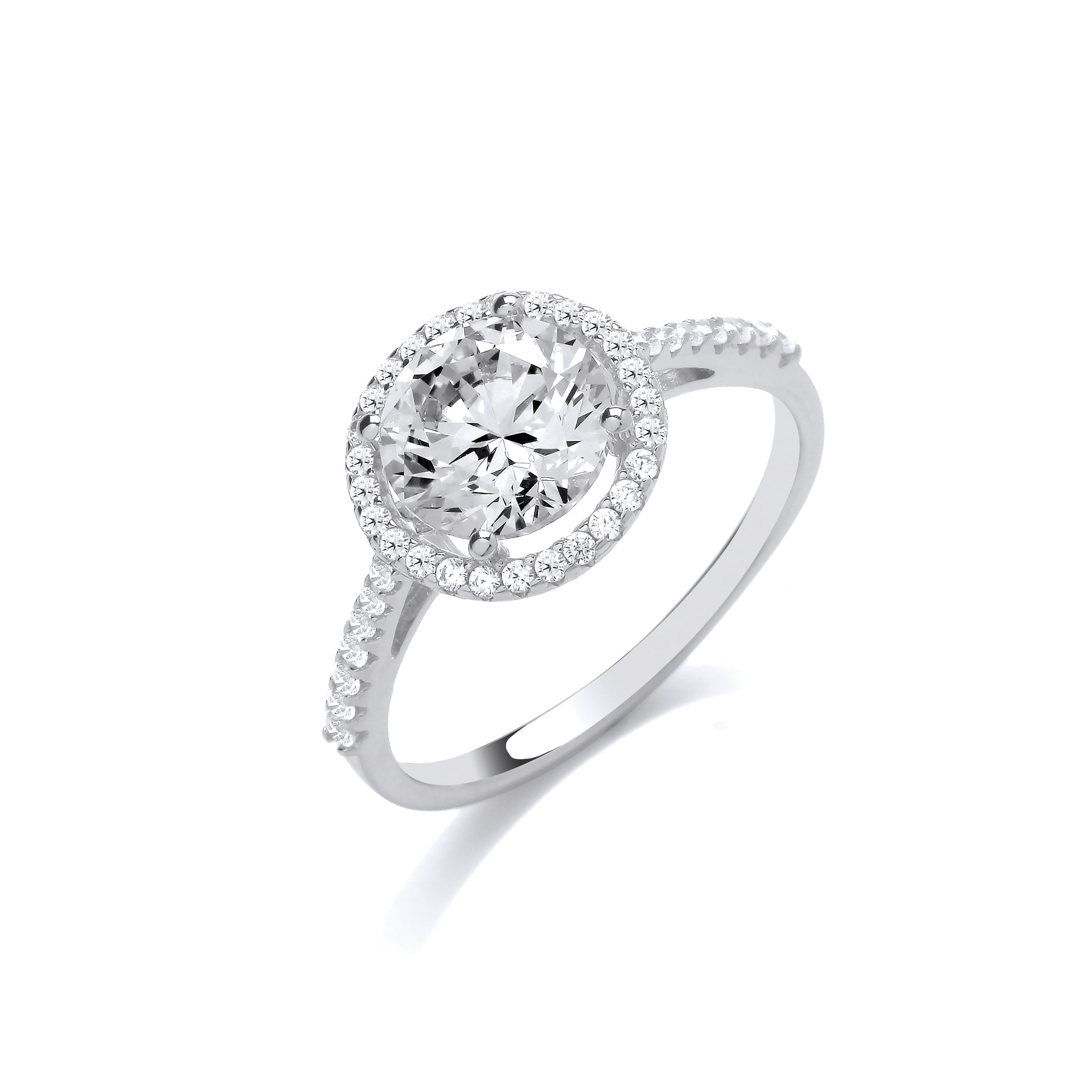 Sterling Silver Round Halo with CZ Band