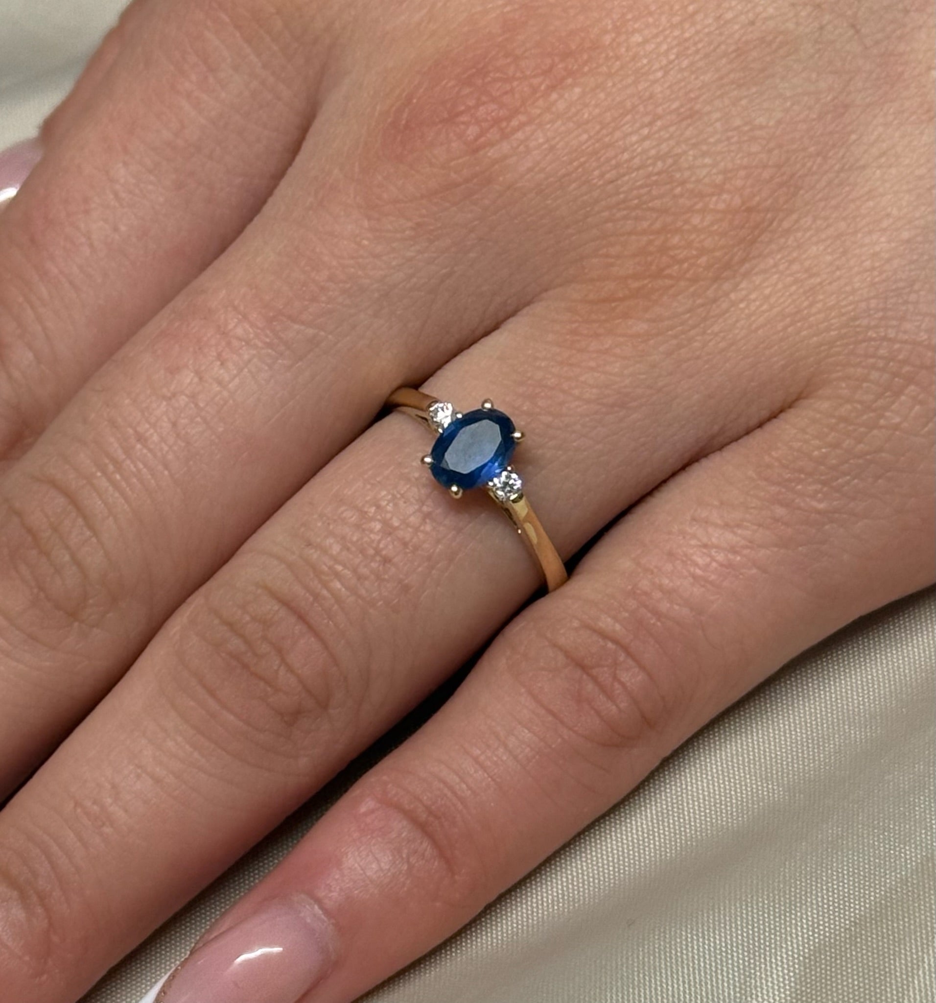9ct Yellow Gold Sapphire and Diamond Ring