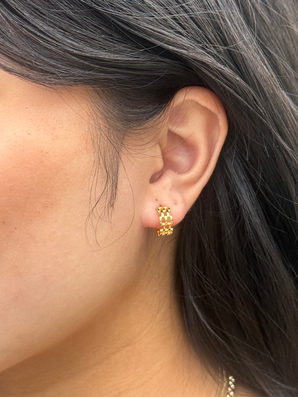Gold Plated Sterling Silver Watch Link Hoops
